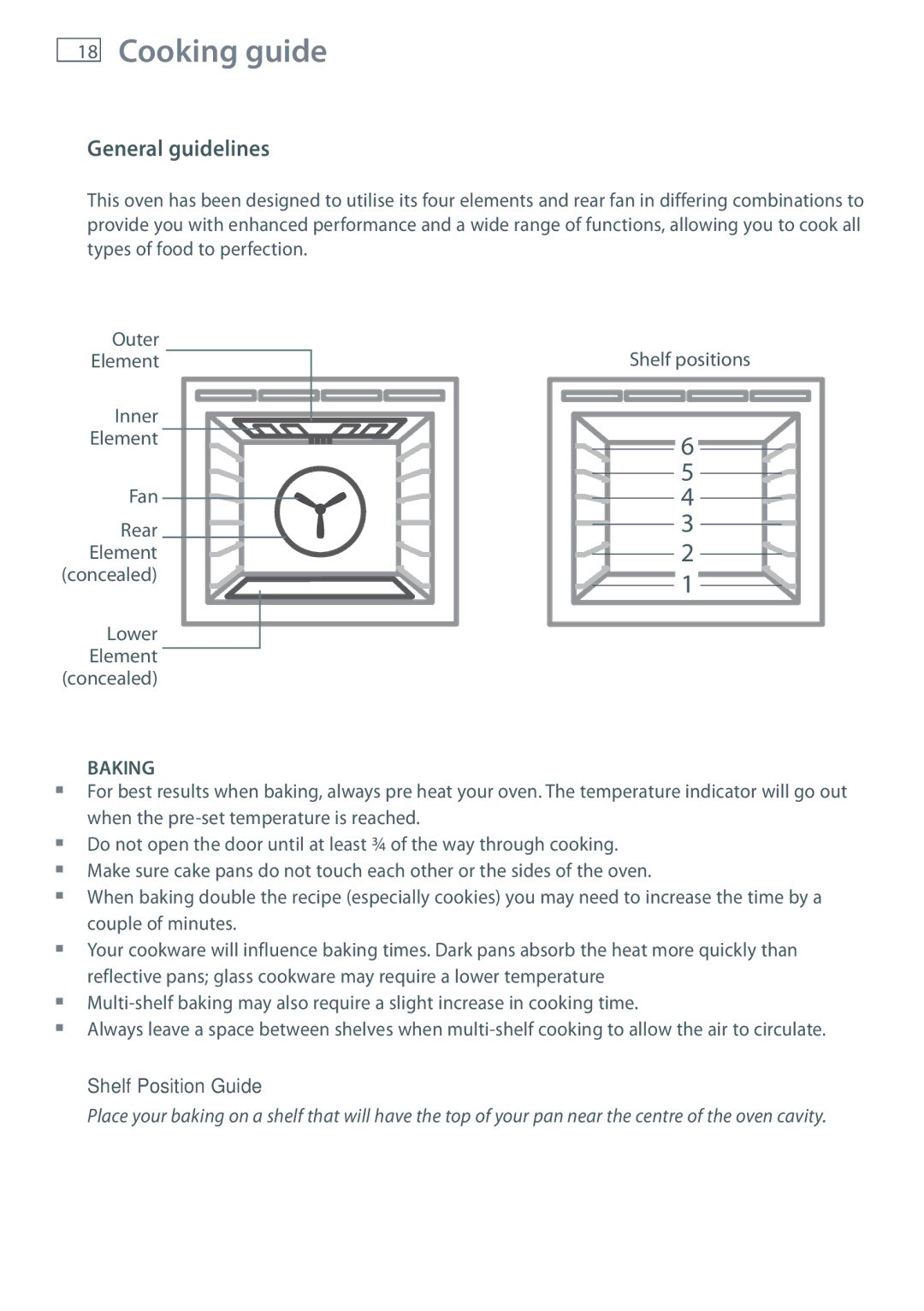 Fisher & Paykel OB60SL7 manual Cooking guide, General guidelines, Shelf Position Guide 