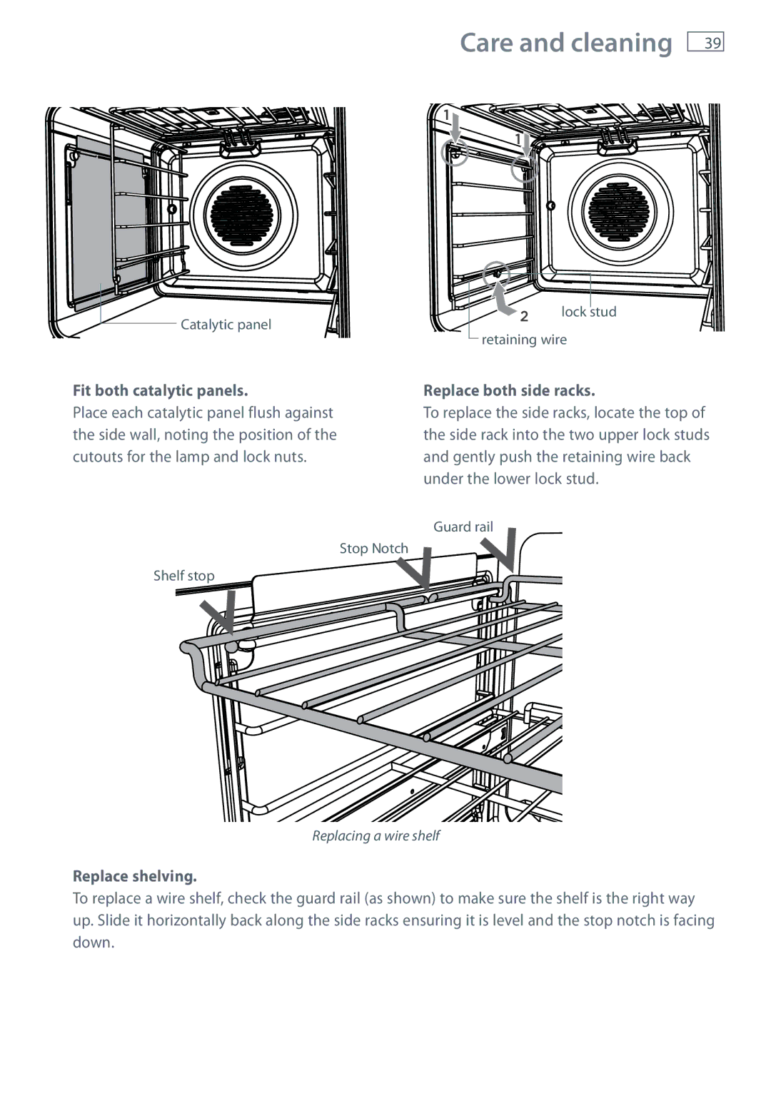 Fisher & Paykel OB60SL7 manual Fit both catalytic panels 