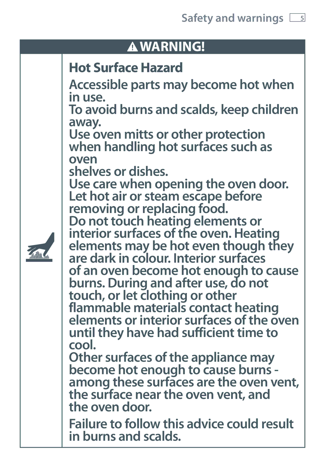 Fisher & Paykel OB60SL7 manual Safety and warnings 