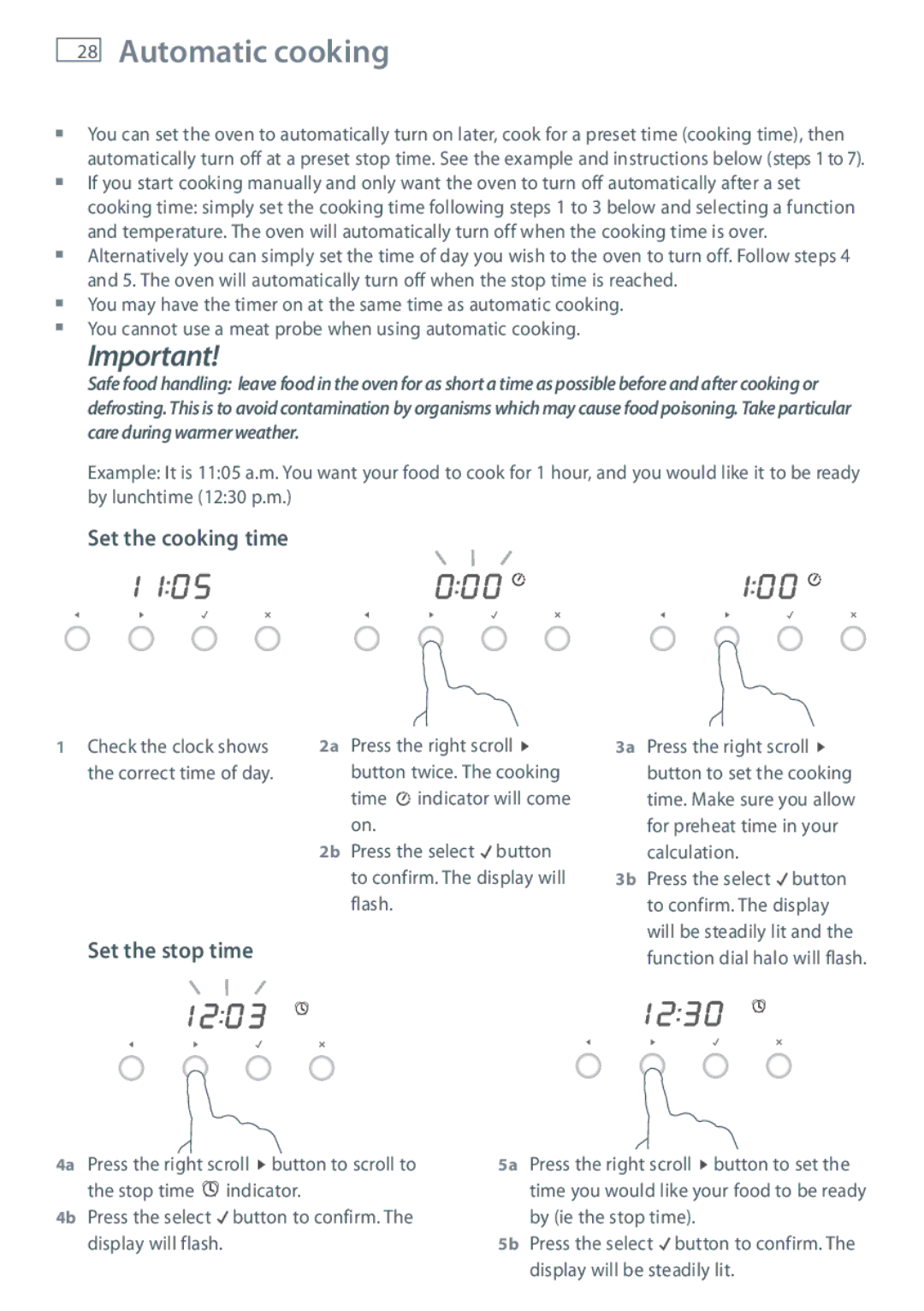 Fisher & Paykel OB60SL9, OB60SL11 manual Automatic cooking, Set the cooking time, Set the stop time 