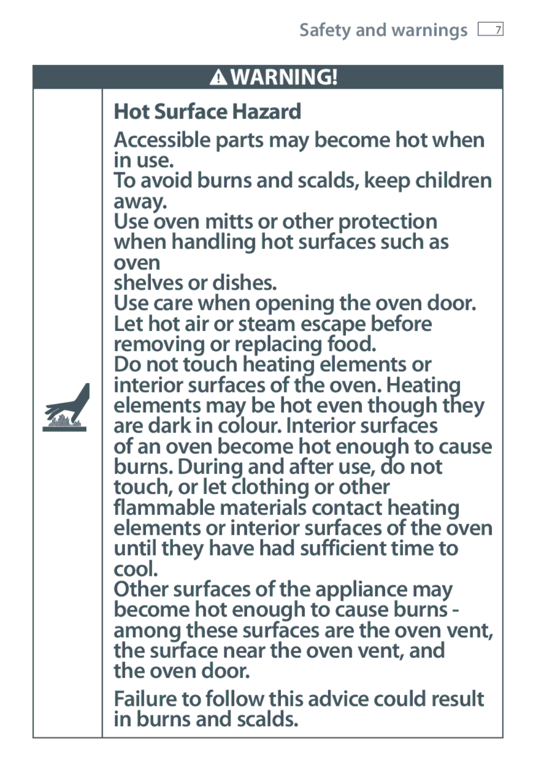 Fisher & Paykel OB60SL11, OB60SL9 manual Safety and warnings 