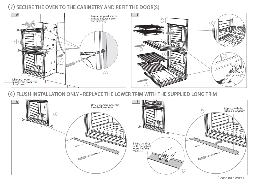 Fisher & Paykel OB76 installation instructions Secure the Oven to the Cabinetry and Refit the Doors 