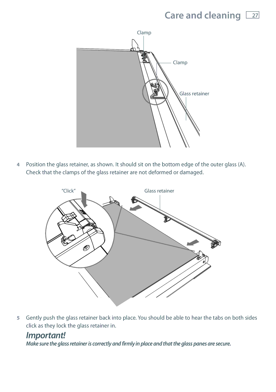 Fisher & Paykel OB90 manual Glass retainer 