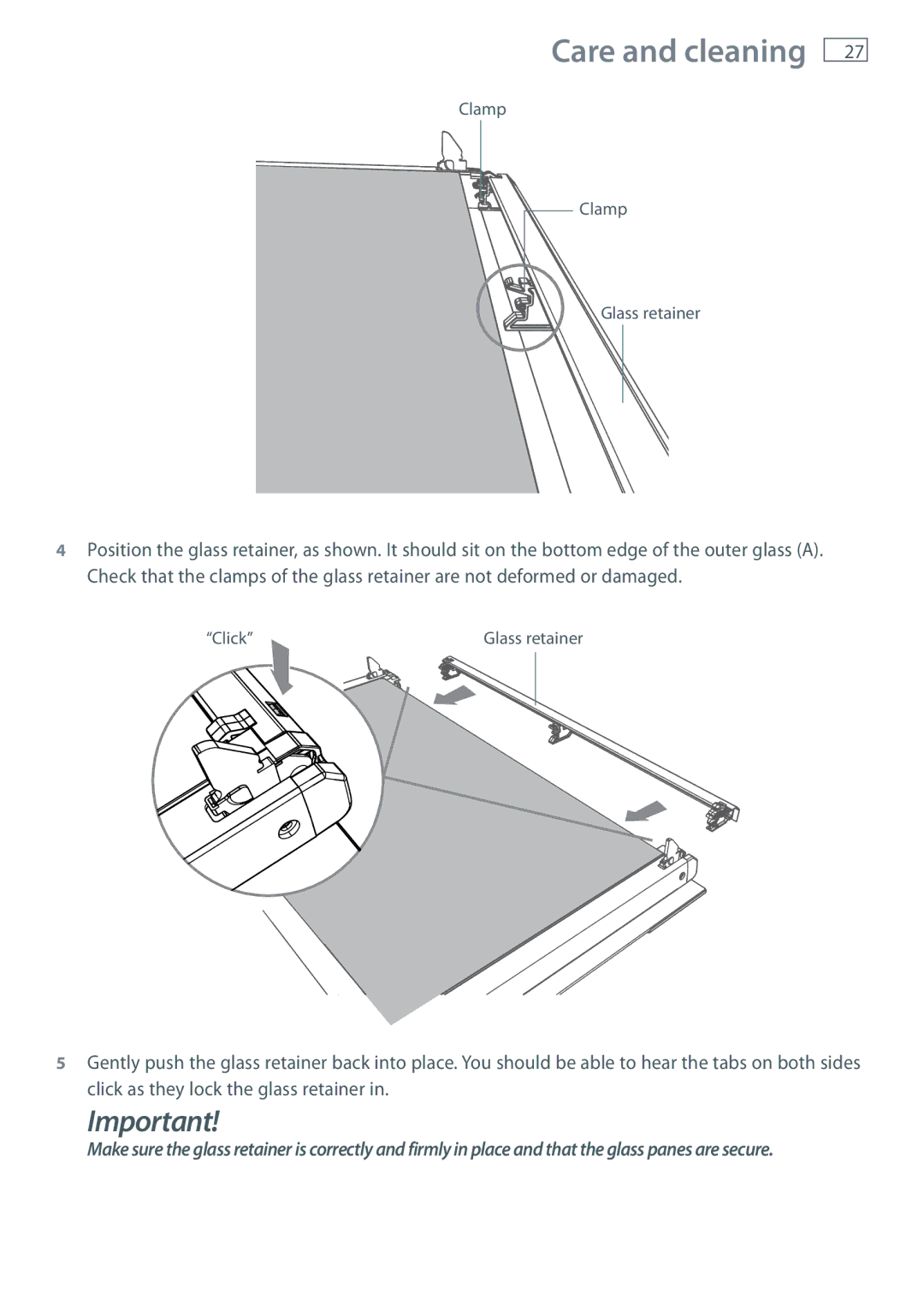 Fisher & Paykel OB90 manual Glass retainer 