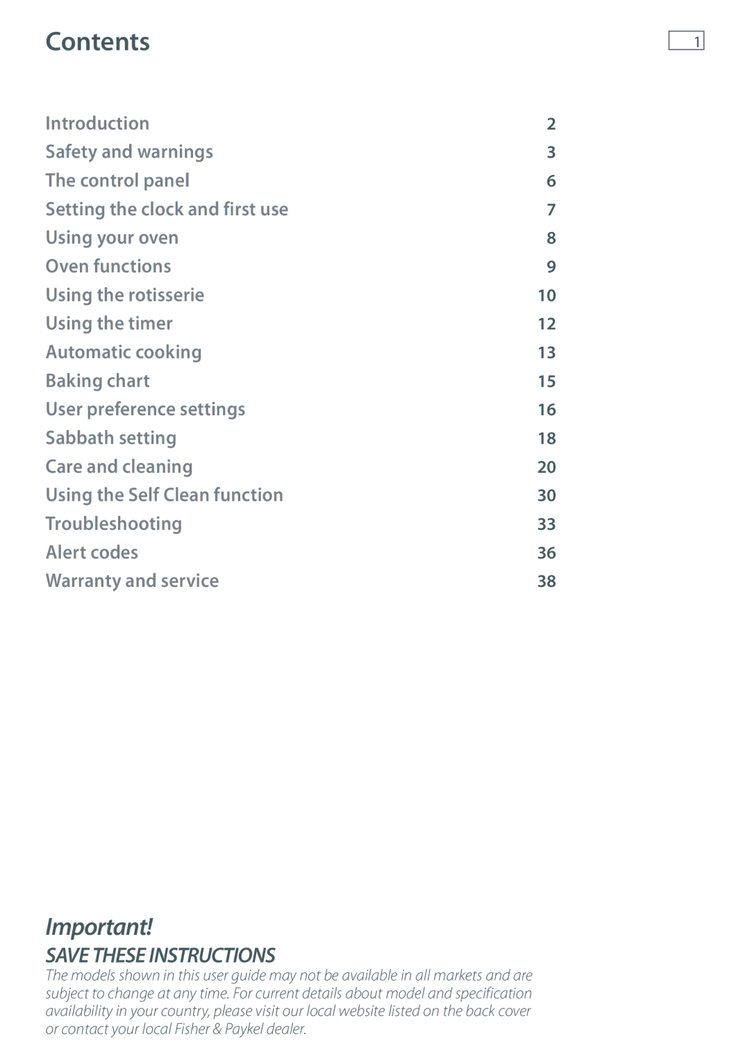 Fisher & Paykel OB90 manual Contents 