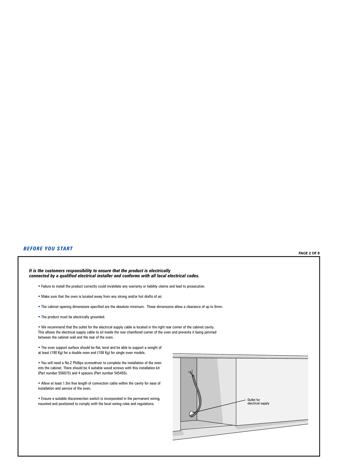 Fisher & Paykel OD301 warranty Before YOU Start 