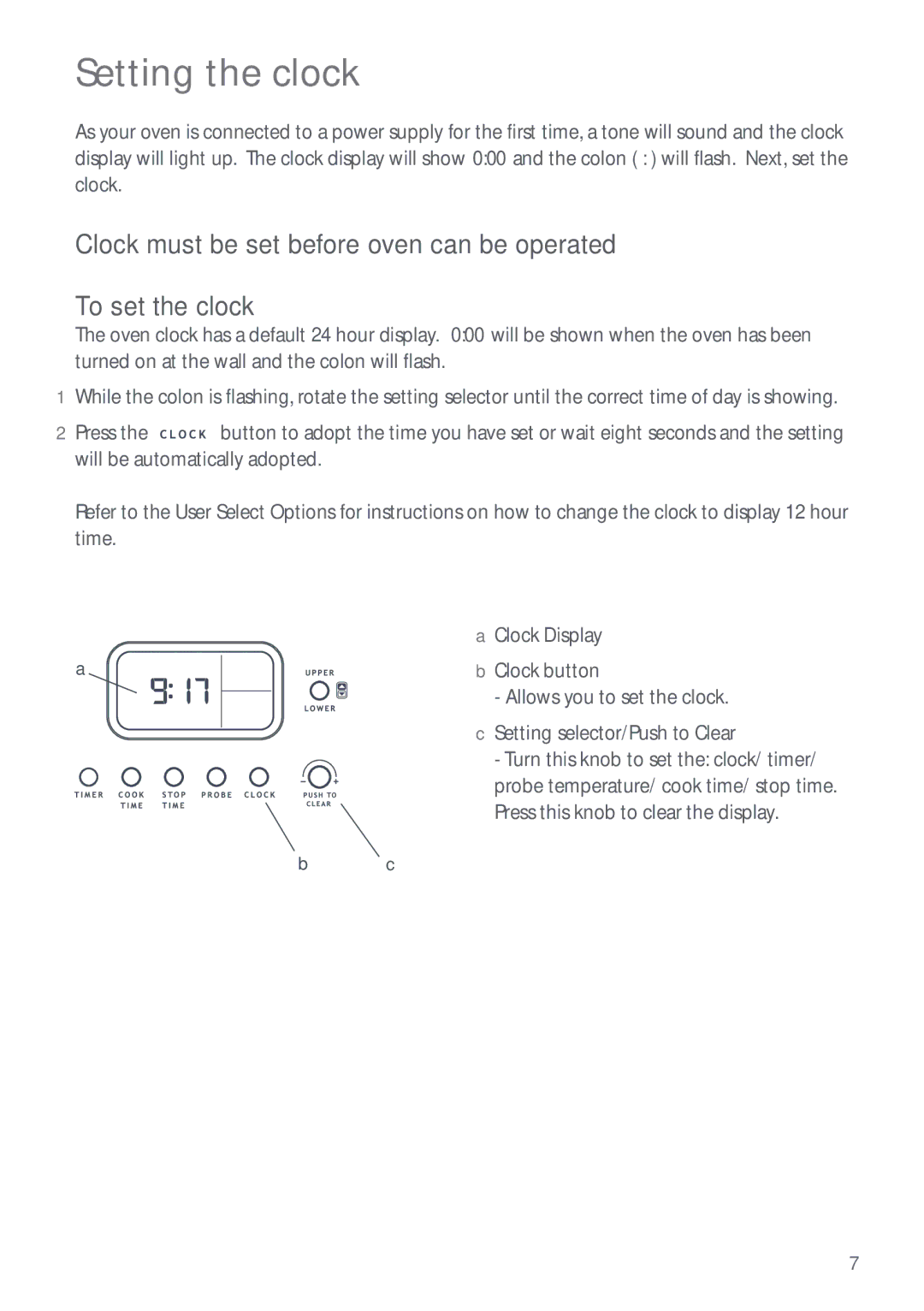 Fisher & Paykel OS302M, OD302M manual Setting the clock 