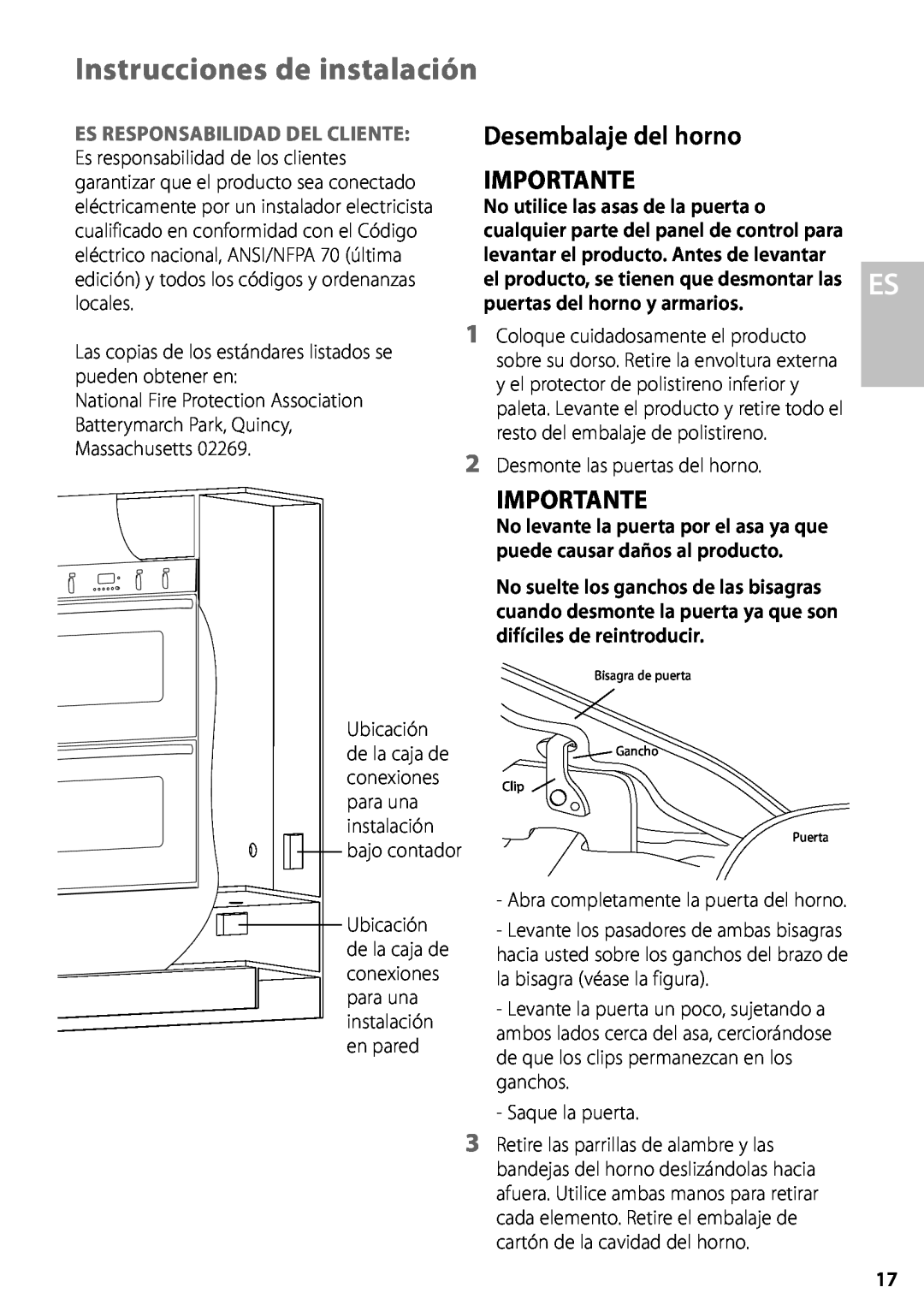 Fisher & Paykel OS302 Instrucciones de instalación, Desembalaje del horno IMPORTANTE, Es Responsabilidad Del Cliente 