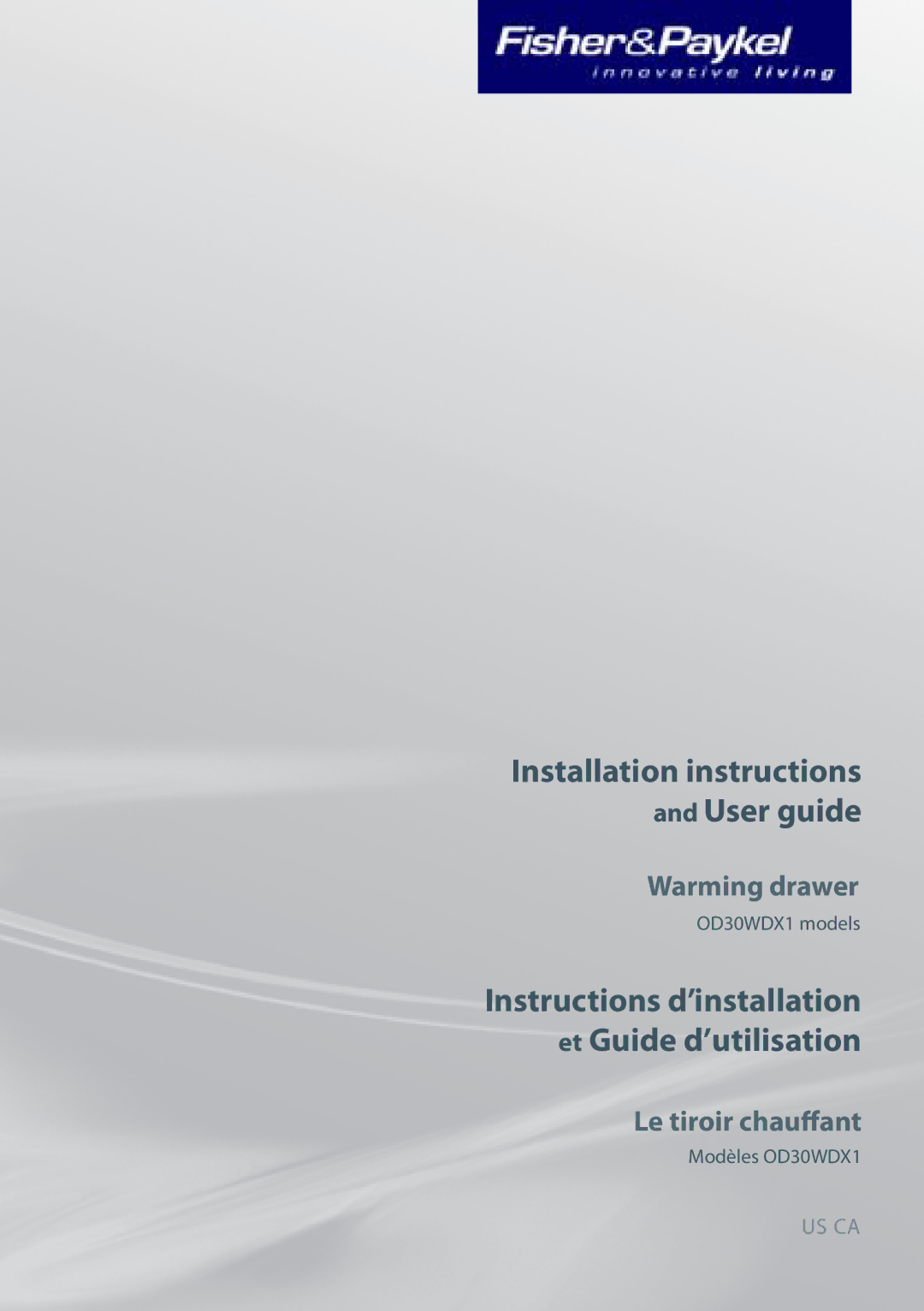 Fisher & Paykel OD30WDX1 installation instructions Installation instructions and User guide 