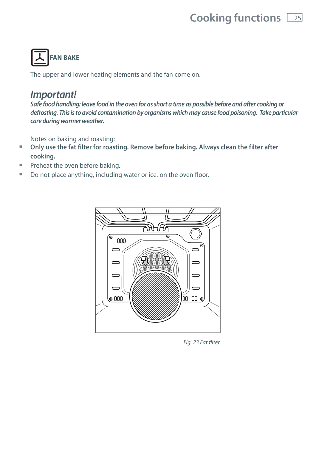 Fisher & Paykel OR120 installation instructions FAN Bake 