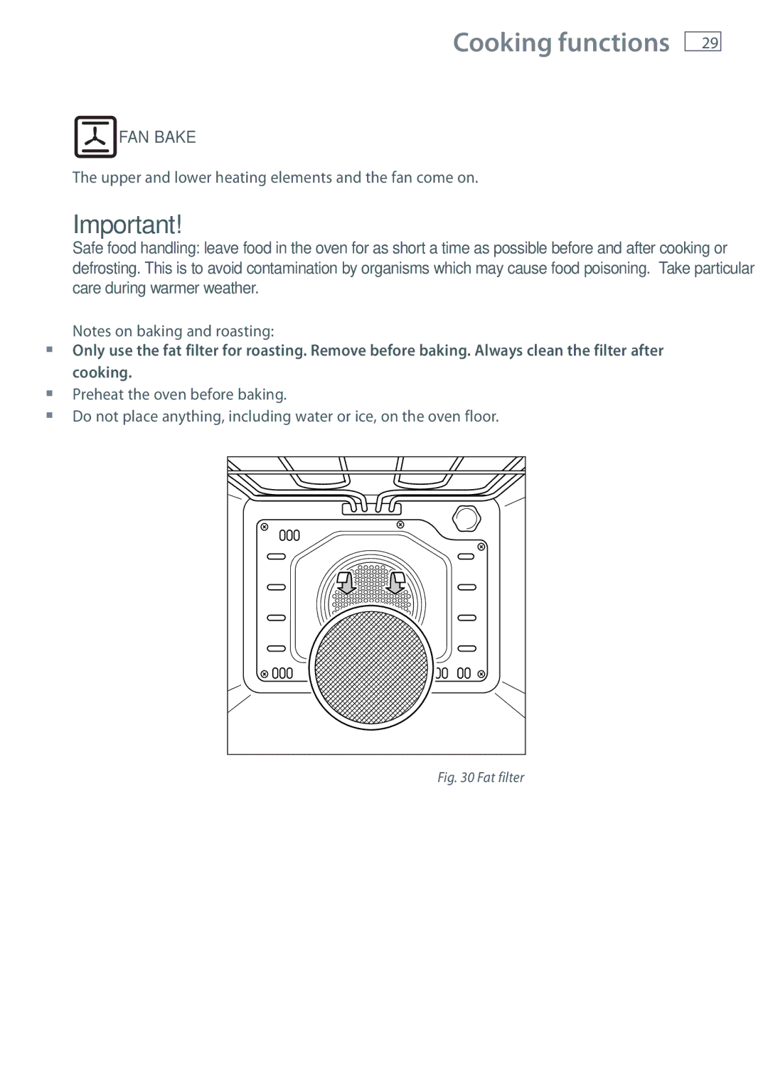 Fisher & Paykel OR120 installation instructions FAN Bake 