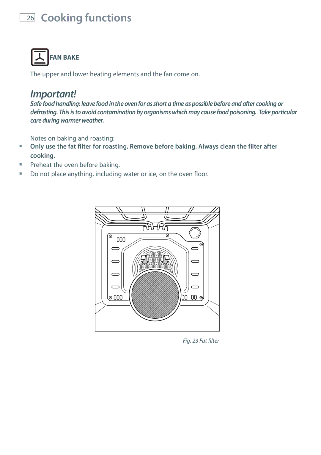 Fisher & Paykel OR120 installation instructions FAN Bake 