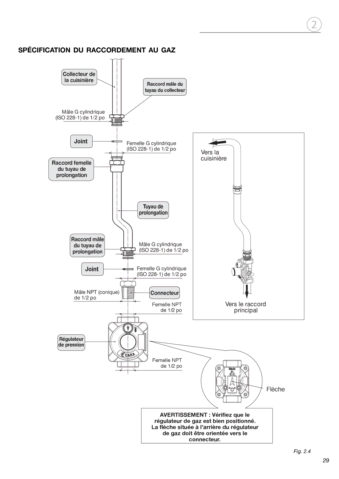 Fisher & Paykel OR24SDMBGX installation instructions Spécification DU Raccordement AU GAZ, Joint 