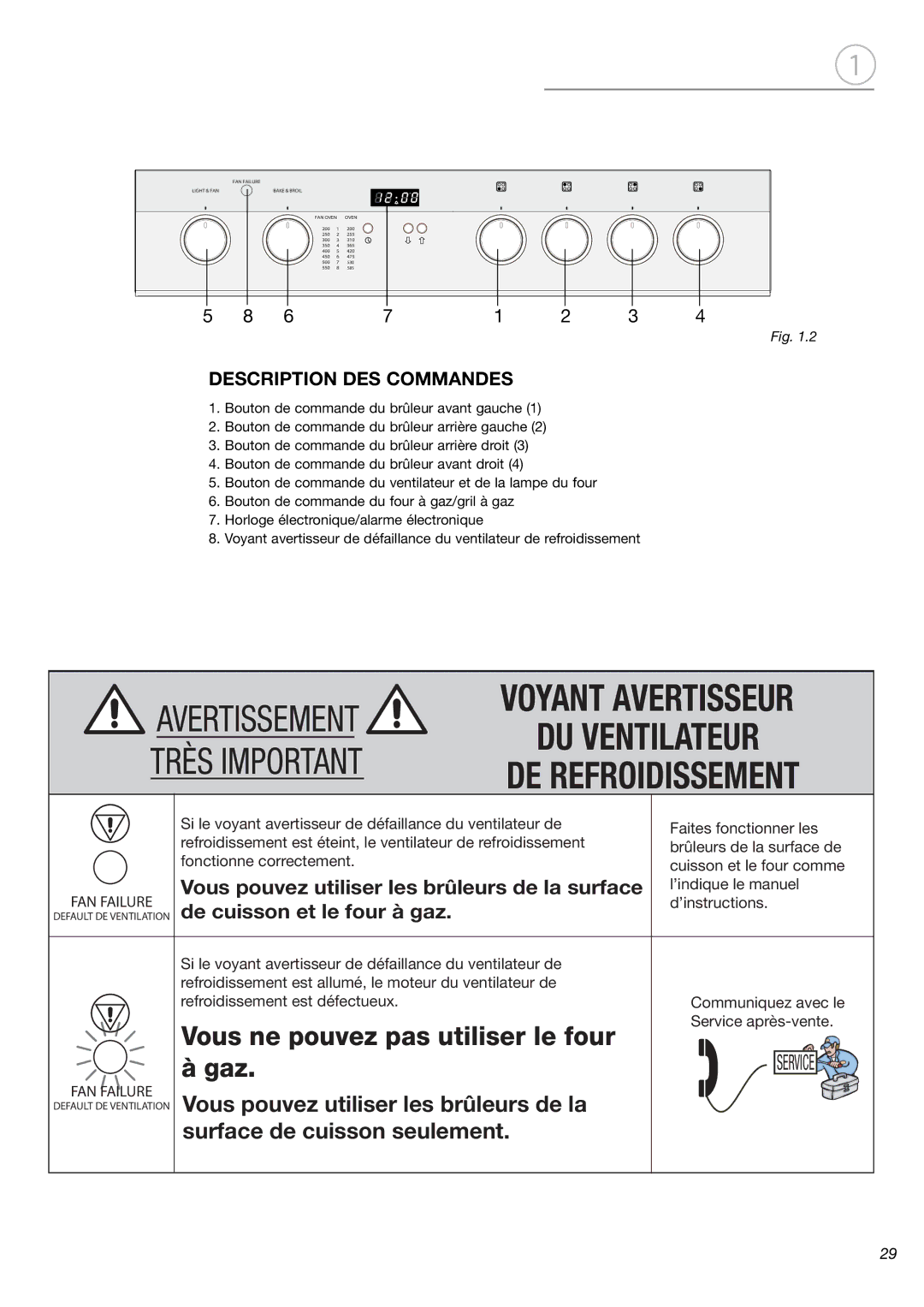 Fisher & Paykel OR24SDMBGX manual Avertissement, Description DES Commandes 