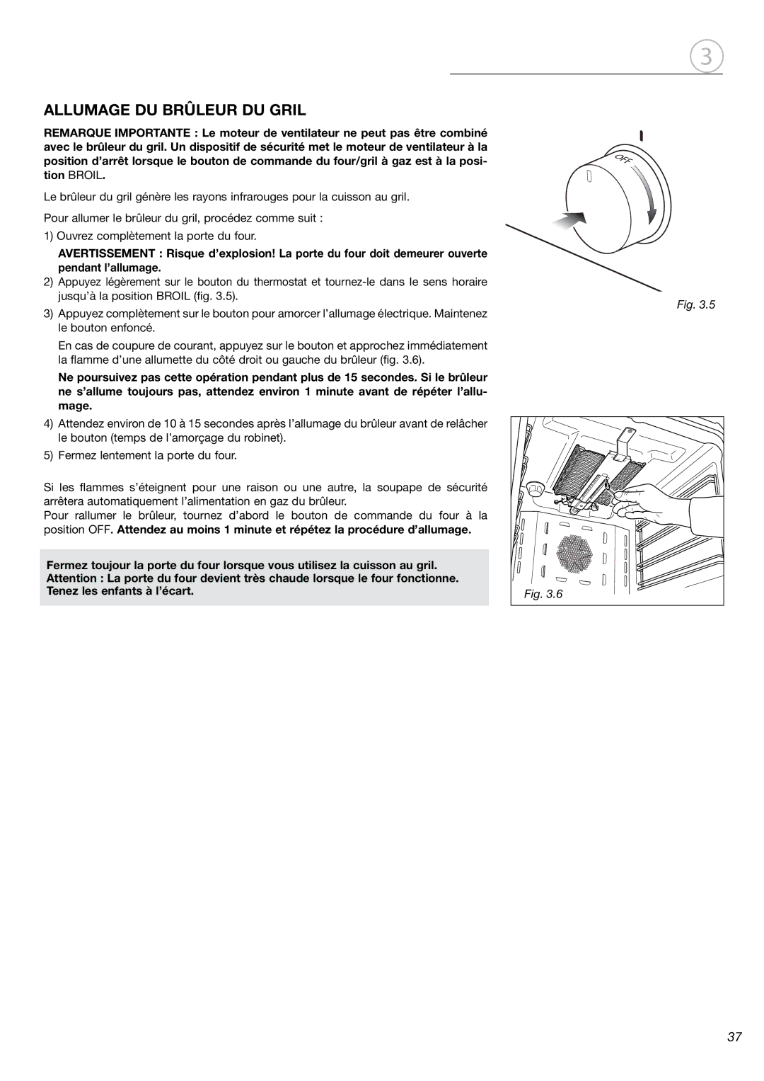 Fisher & Paykel OR24SDMBGX manual Allumage DU Brûleur DU Gril 