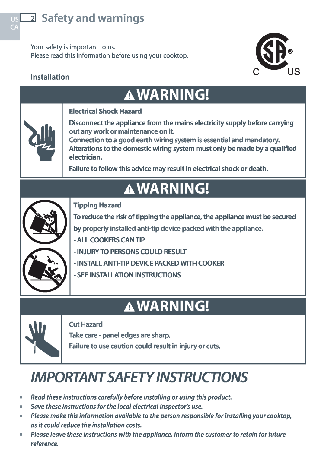 Fisher & Paykel OR305SDPWSX installation instructions Important Safety Instructions, Safety and warnings, Installation 
