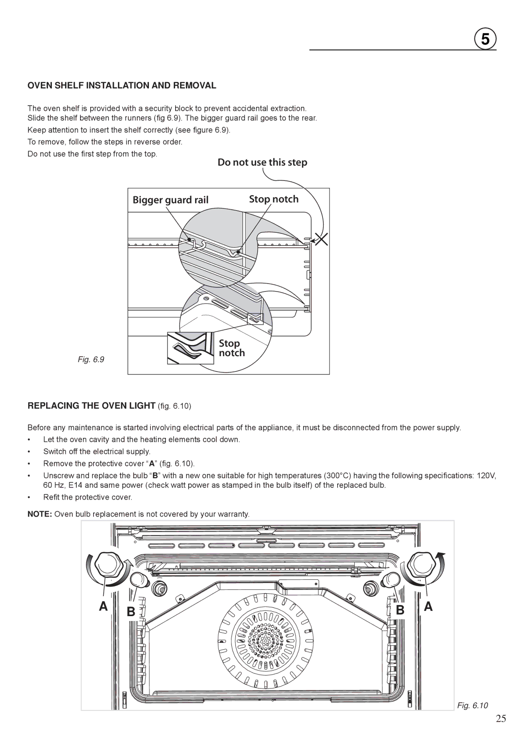 Fisher & Paykel OR30SDBMX manual Do not use this step Bigger guard rail, Stop, Notch 