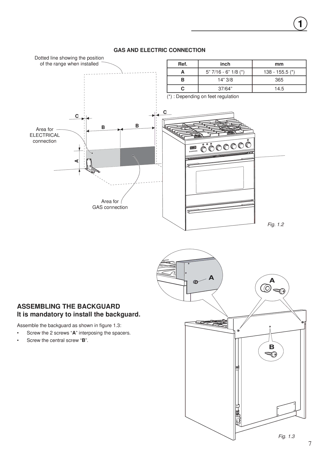 Fisher & Paykel OR30SDPWGX manual Assembling the Backguard, It is mandatory to install the backguard 