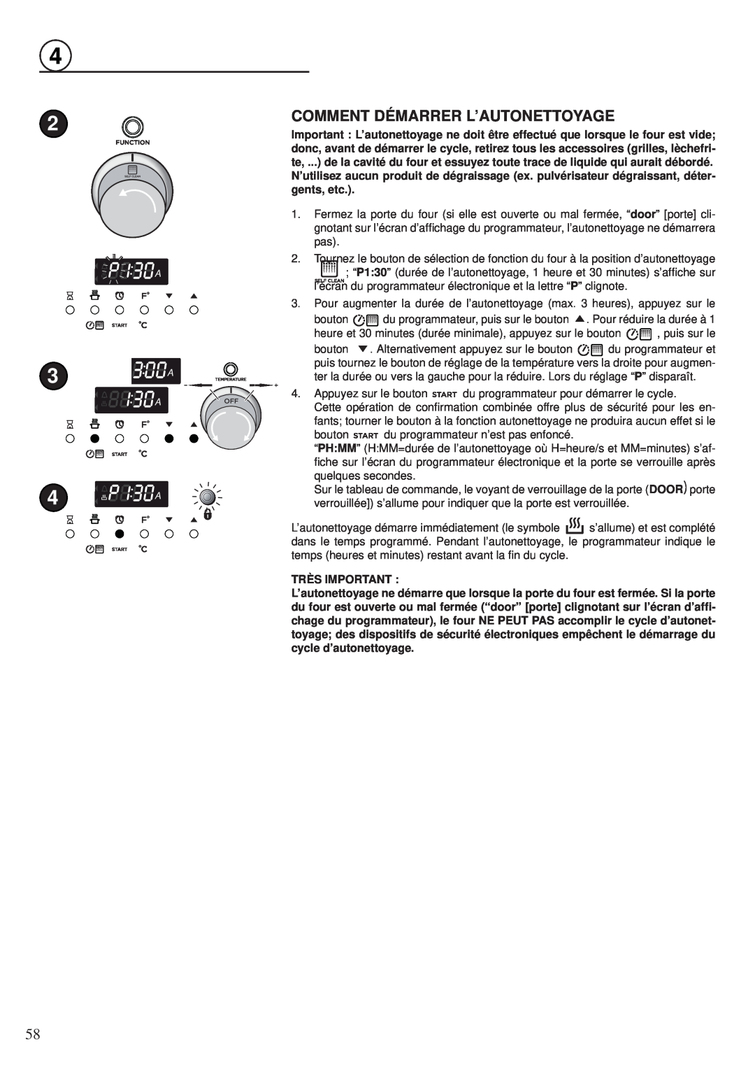 Fisher & Paykel OR30SDPWGX manual Comment Démarrer L’Autonettoyage, Très Important 