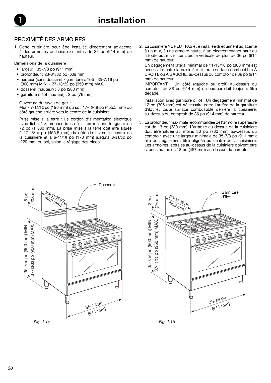 Fisher & Paykel OR36SDBGX installation instructions Proximité DES Armoires 