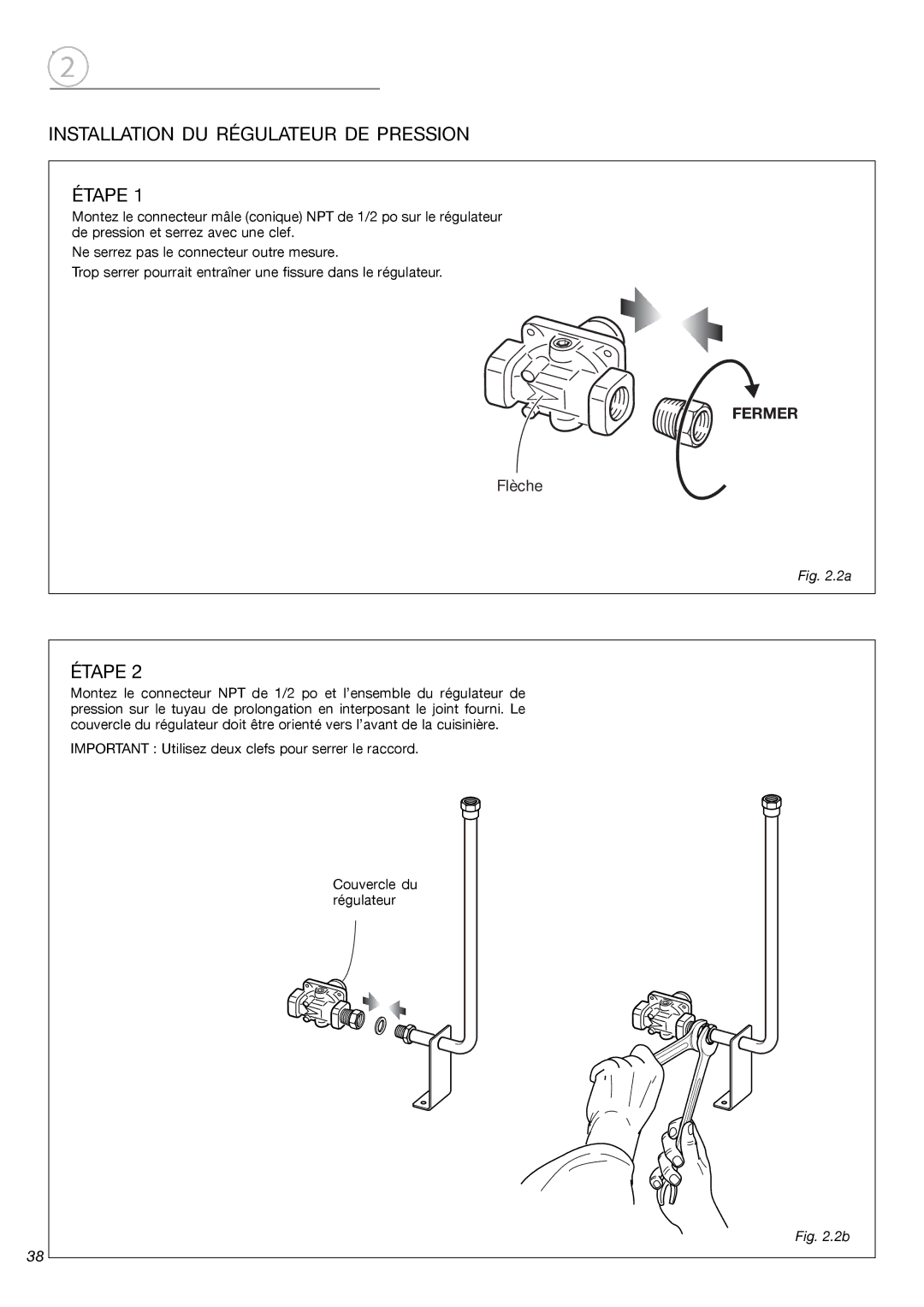 Fisher & Paykel OR36SDBGX installation instructions Installation DU Régulateur DE Pression Étape 