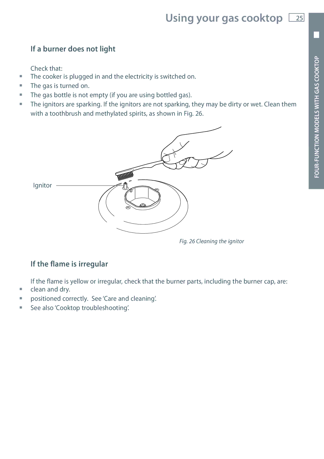 Fisher & Paykel OR60 installation instructions If a burner does not light, If the flame is irregular 