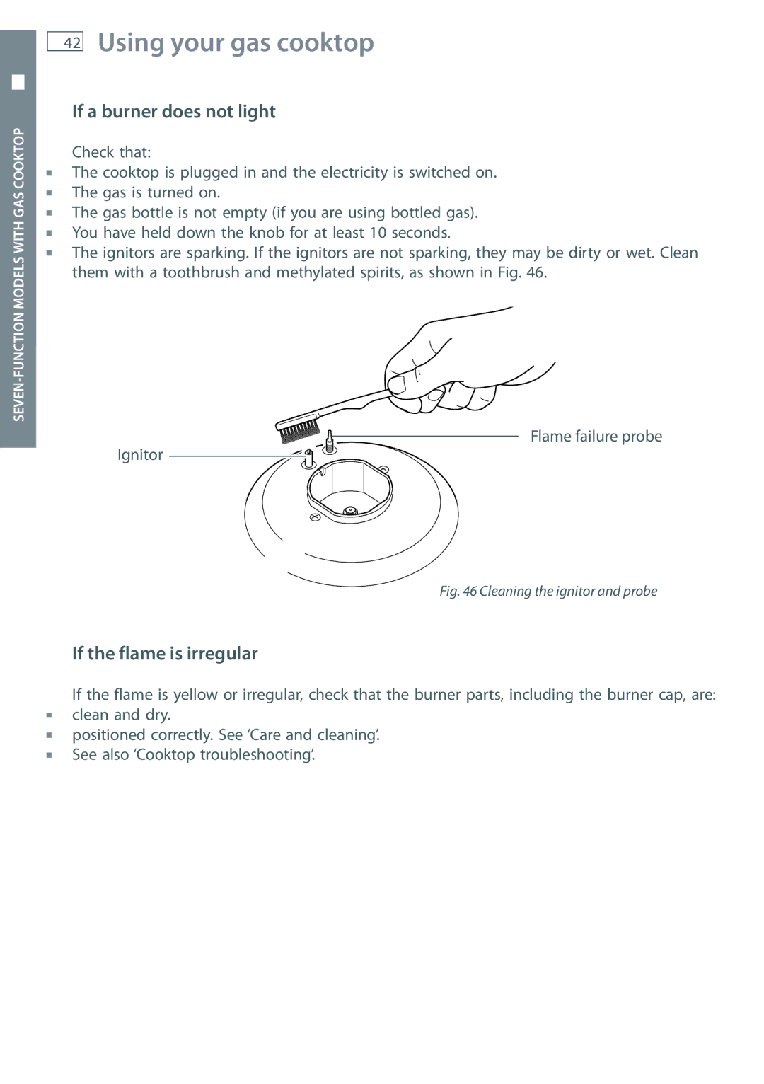 Fisher & Paykel OR60 installation instructions Cleaning the ignitor and probe 