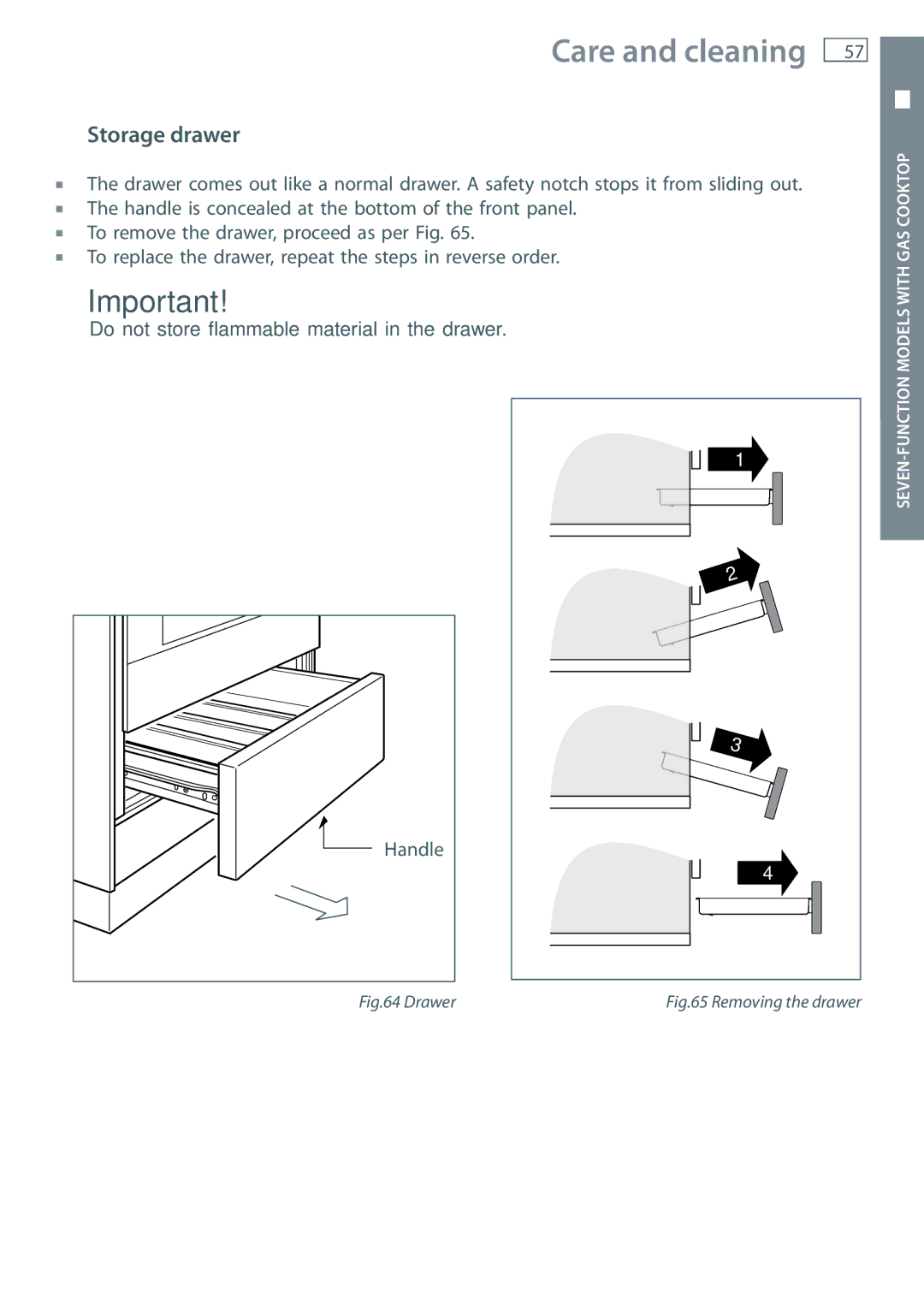 Fisher & Paykel OR60 installation instructions Storage drawer, Drawer 