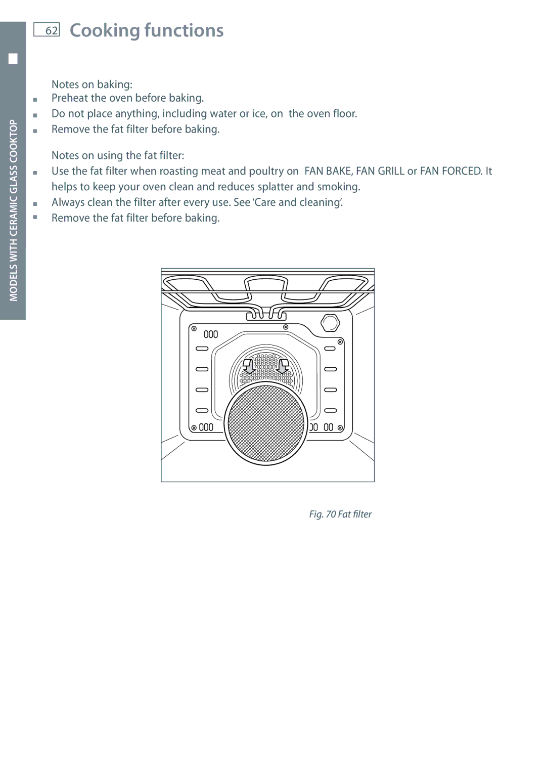 Fisher & Paykel OR60 installation instructions Fat filter 