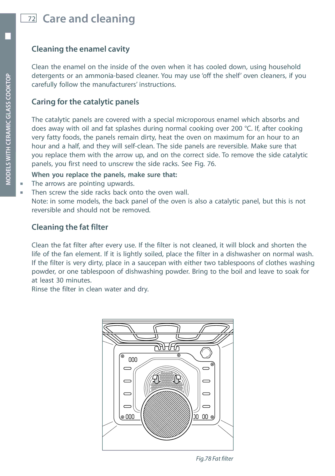 Fisher & Paykel OR60 installation instructions Cleaning the enamel cavity 