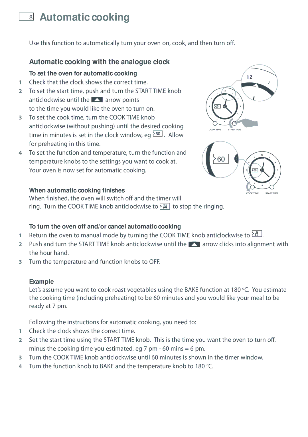 Fisher & Paykel OR61 manual Automatic cooking with the analogue clock 