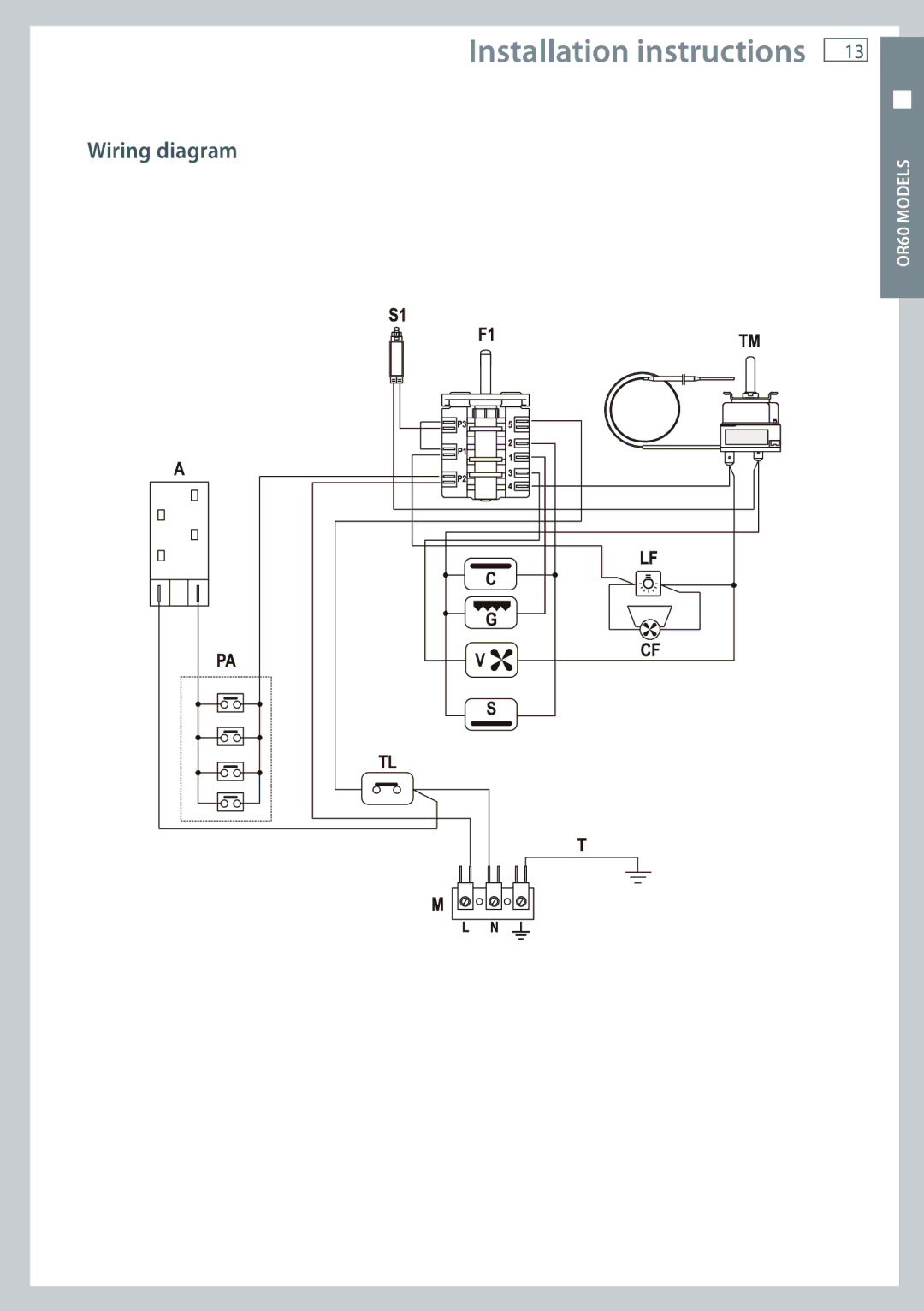 Fisher & Paykel OR60, OR90 installation instructions Wiring diagram 