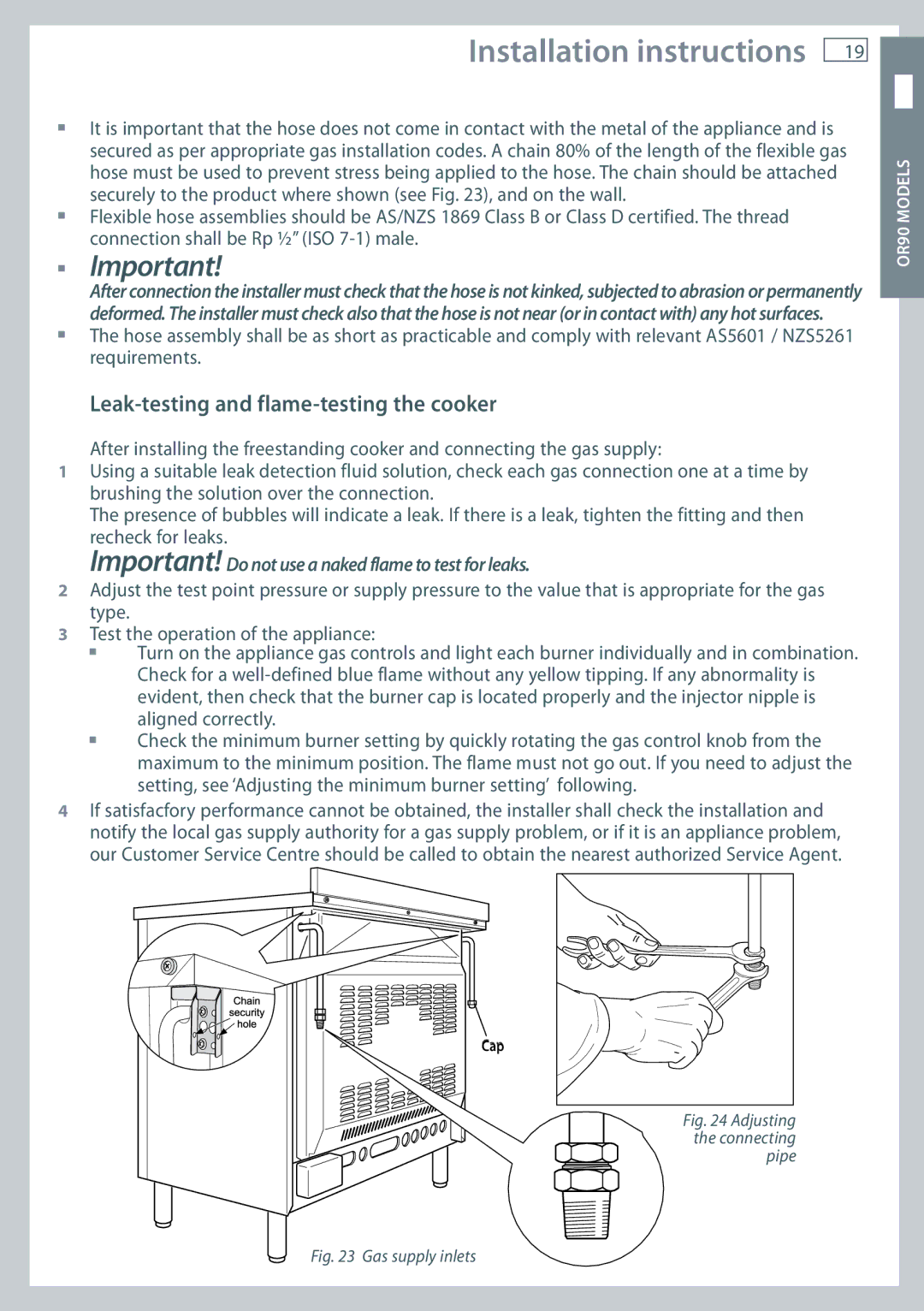 Fisher & Paykel OR60, OR90 installation instructions CapCap 