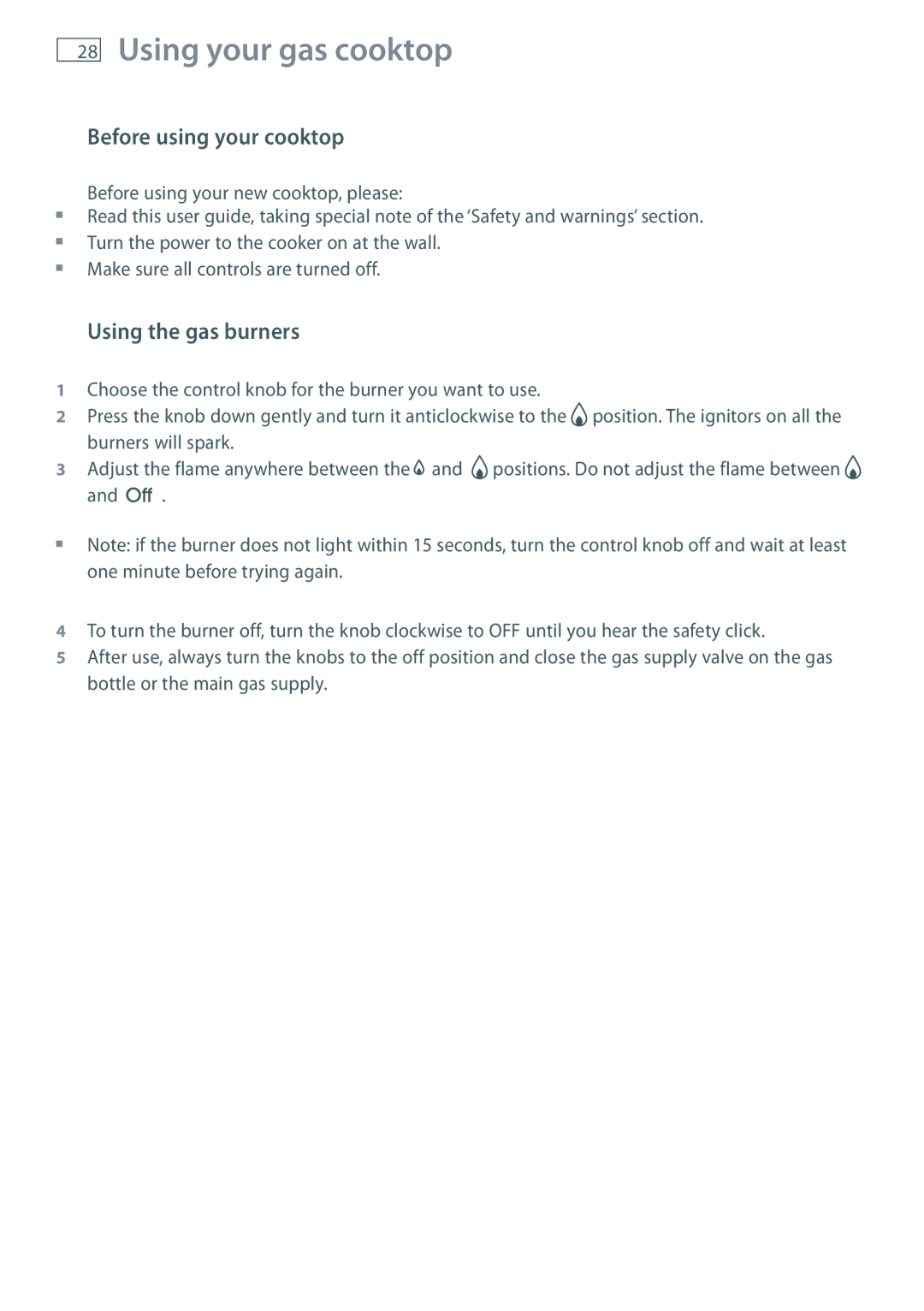 Fisher & Paykel OR90, OR60 installation instructions Before using your cooktop, Using the gas burners 