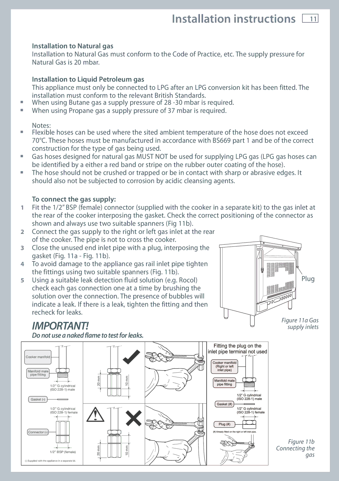 Fisher & Paykel OR90 Installation to Natural gas, Installation to Liquid Petroleum gas, To connect the gas supply 