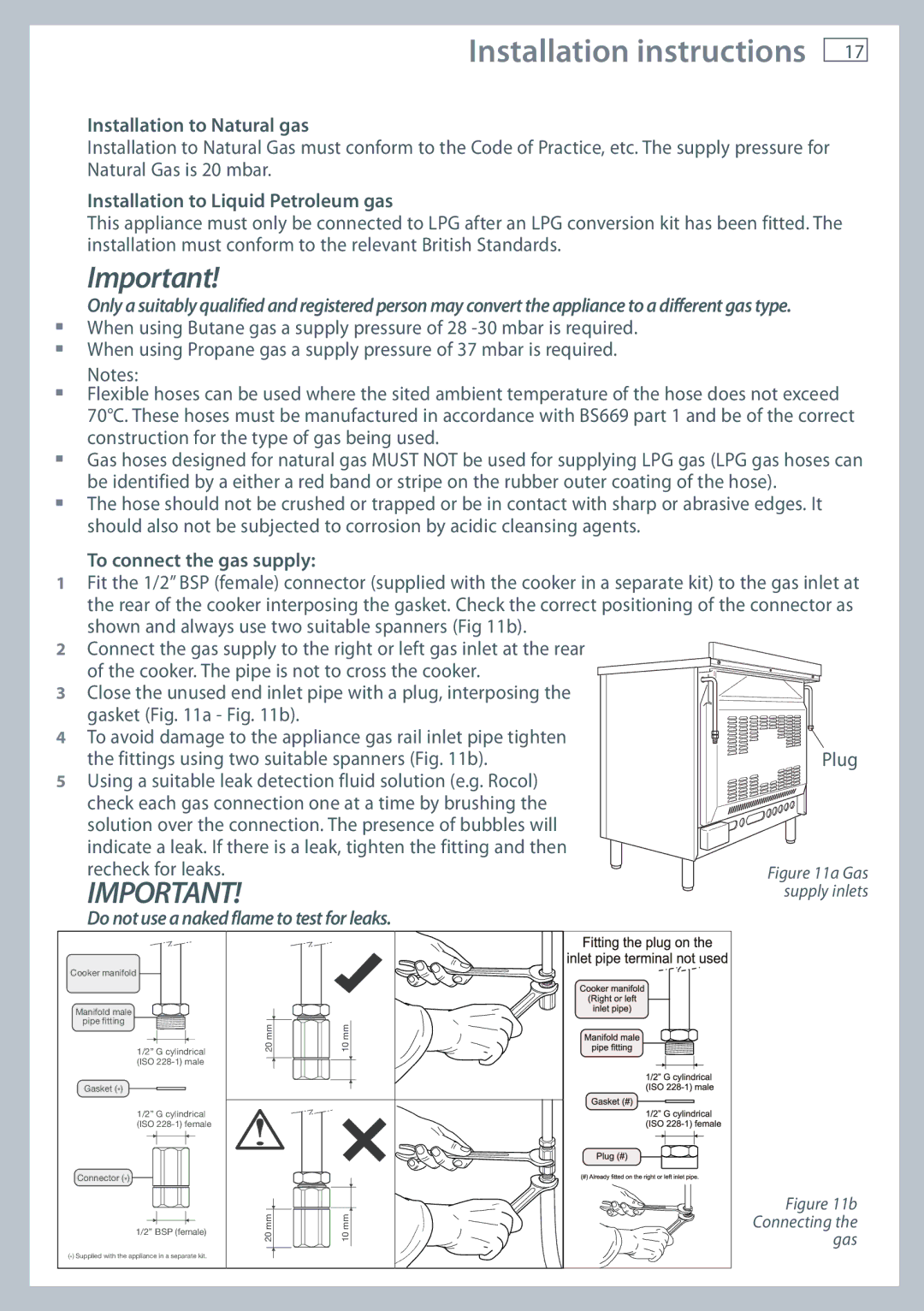 Fisher & Paykel OR90L installation instructions Do not use a naked flame to test for leaks 