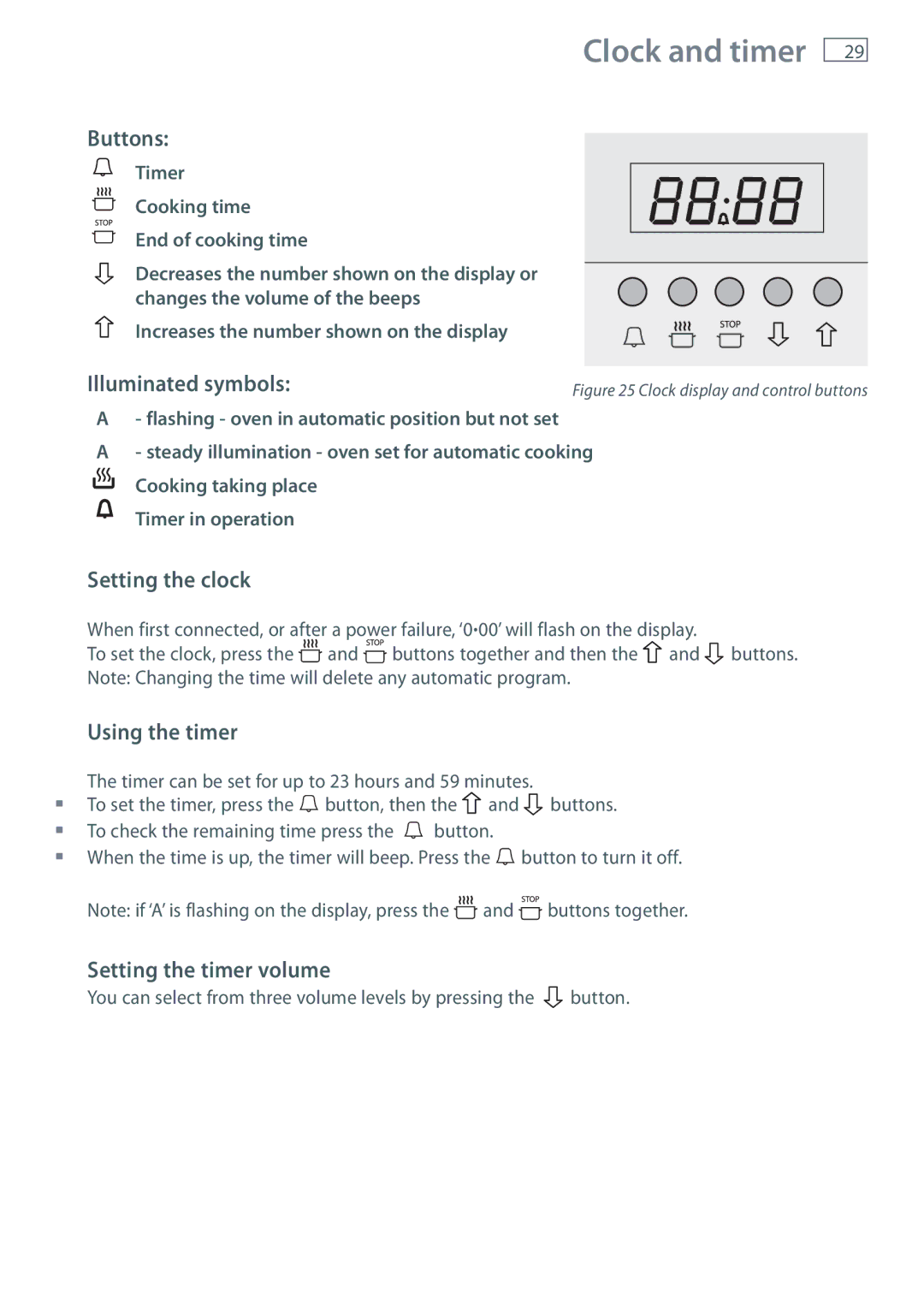 Fisher & Paykel OR90L installation instructions Clock and timer 