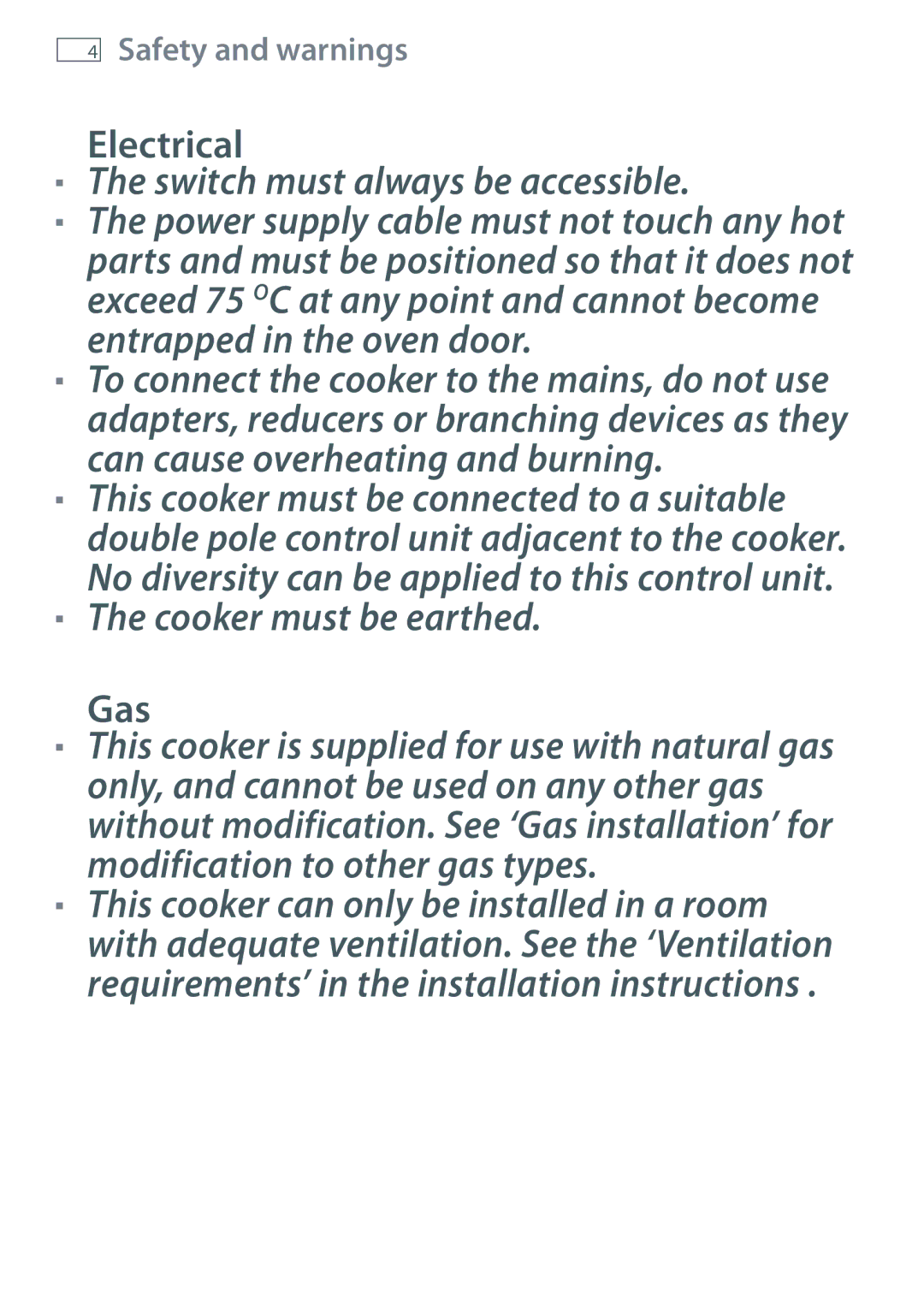 Fisher & Paykel OR90L installation instructions Switch must always be accessible 