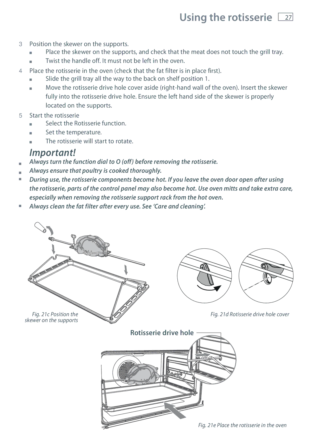 Fisher & Paykel OR90SBDSIX installation instructions Rotisserie drive hole 