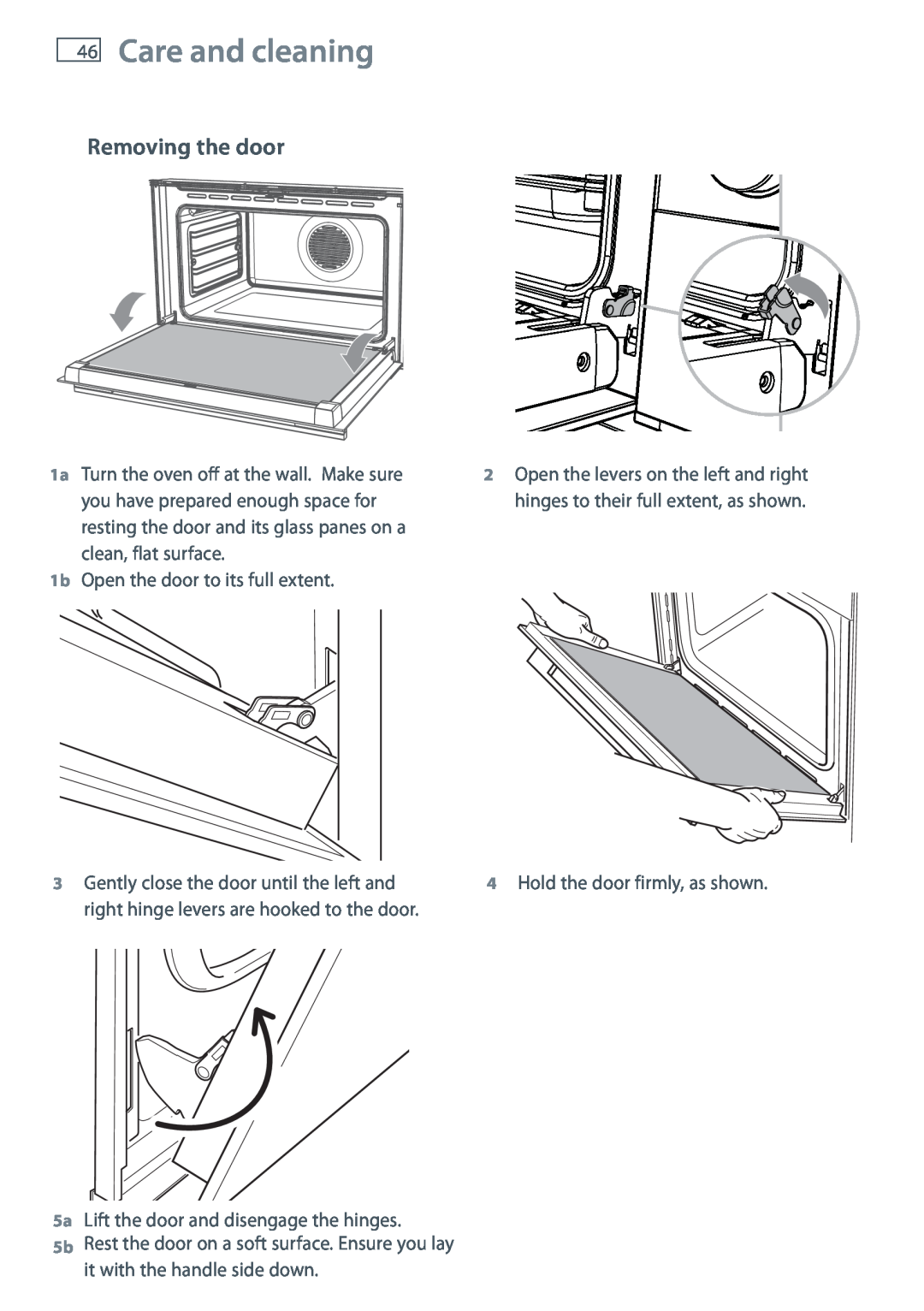 Fisher & Paykel OR90SBDSIX installation instructions Care and cleaning, Removing the door 
