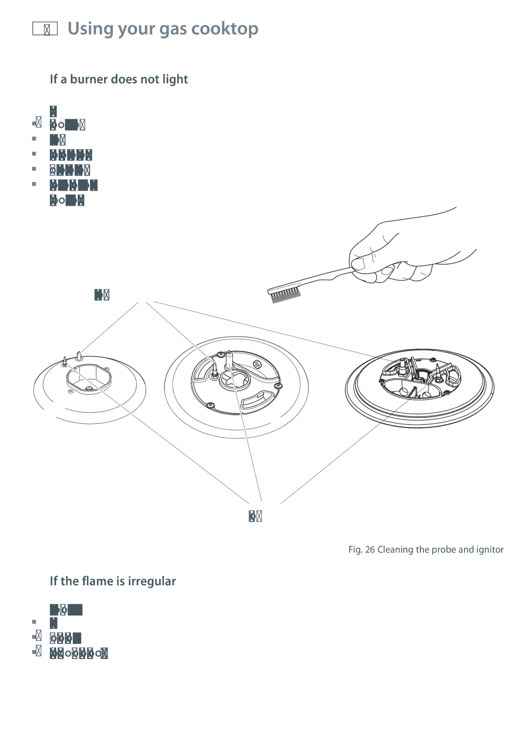 Fisher & Paykel OR90SDBGFPX installation instructions If a burner does not light, If the flame is irregular 