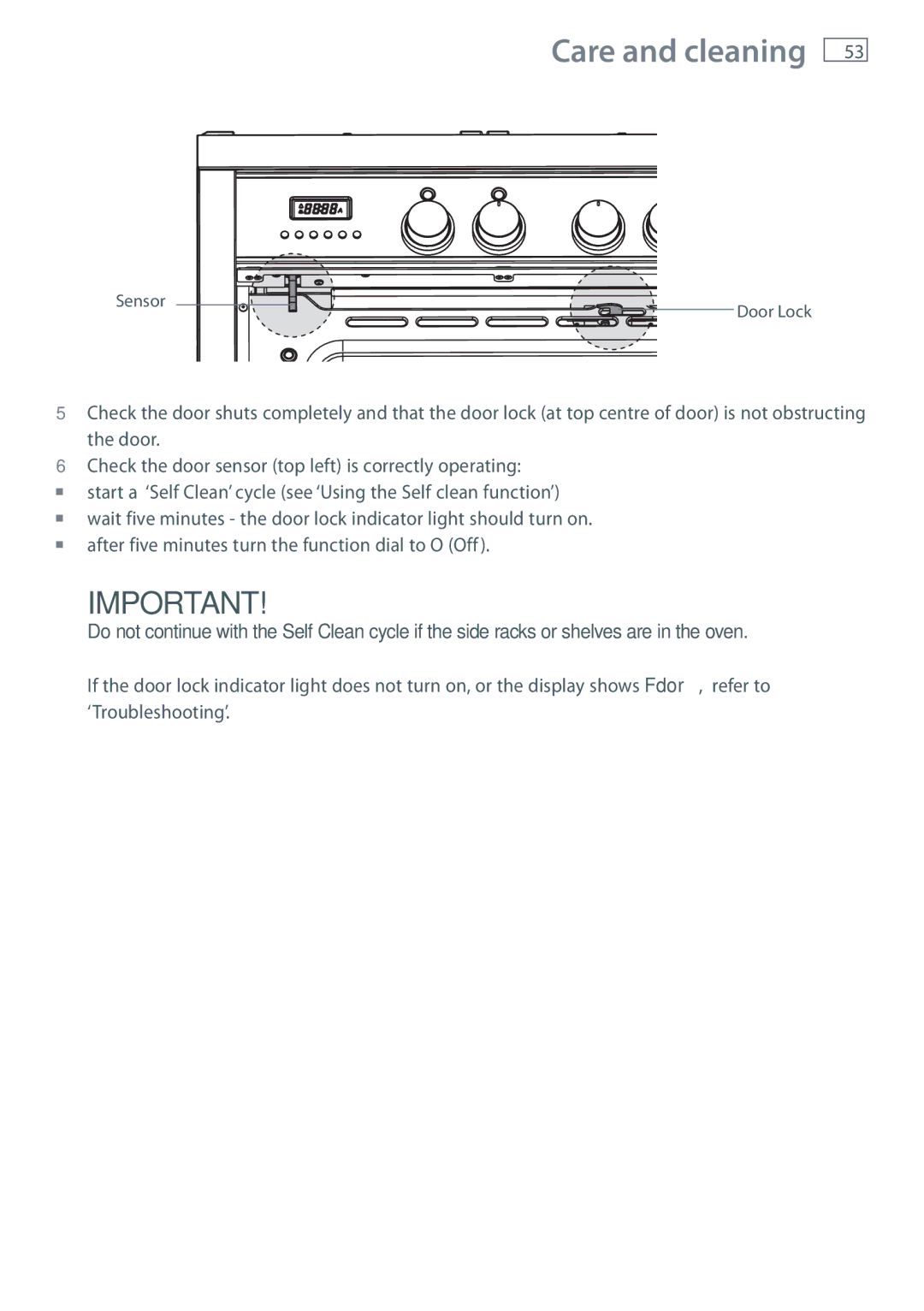 Fisher & Paykel OR90SDBGFPX installation instructions Sensor Door Lock 