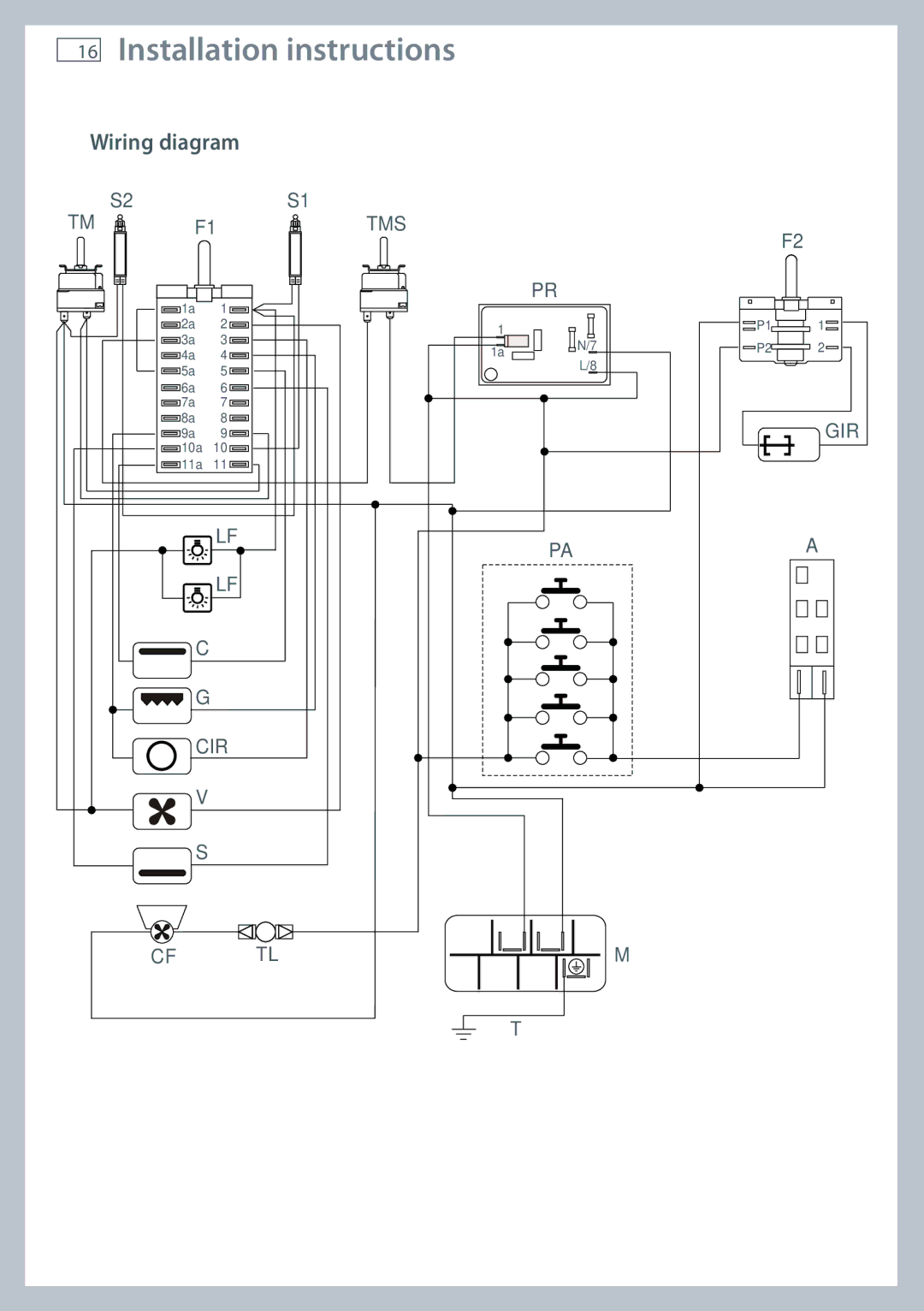 Fisher & Paykel OR90SDBGFX installation instructions Wiring diagram 