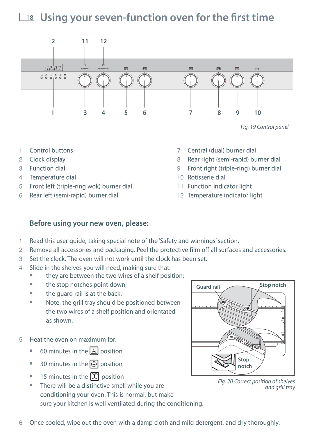 Fisher & Paykel OR90SDBGFX Using your seven-function oven for the first time, Before using your new oven, please 