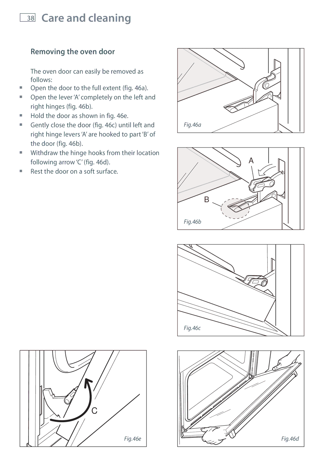 Fisher & Paykel OR90SDBGFX installation instructions Removing the oven door 