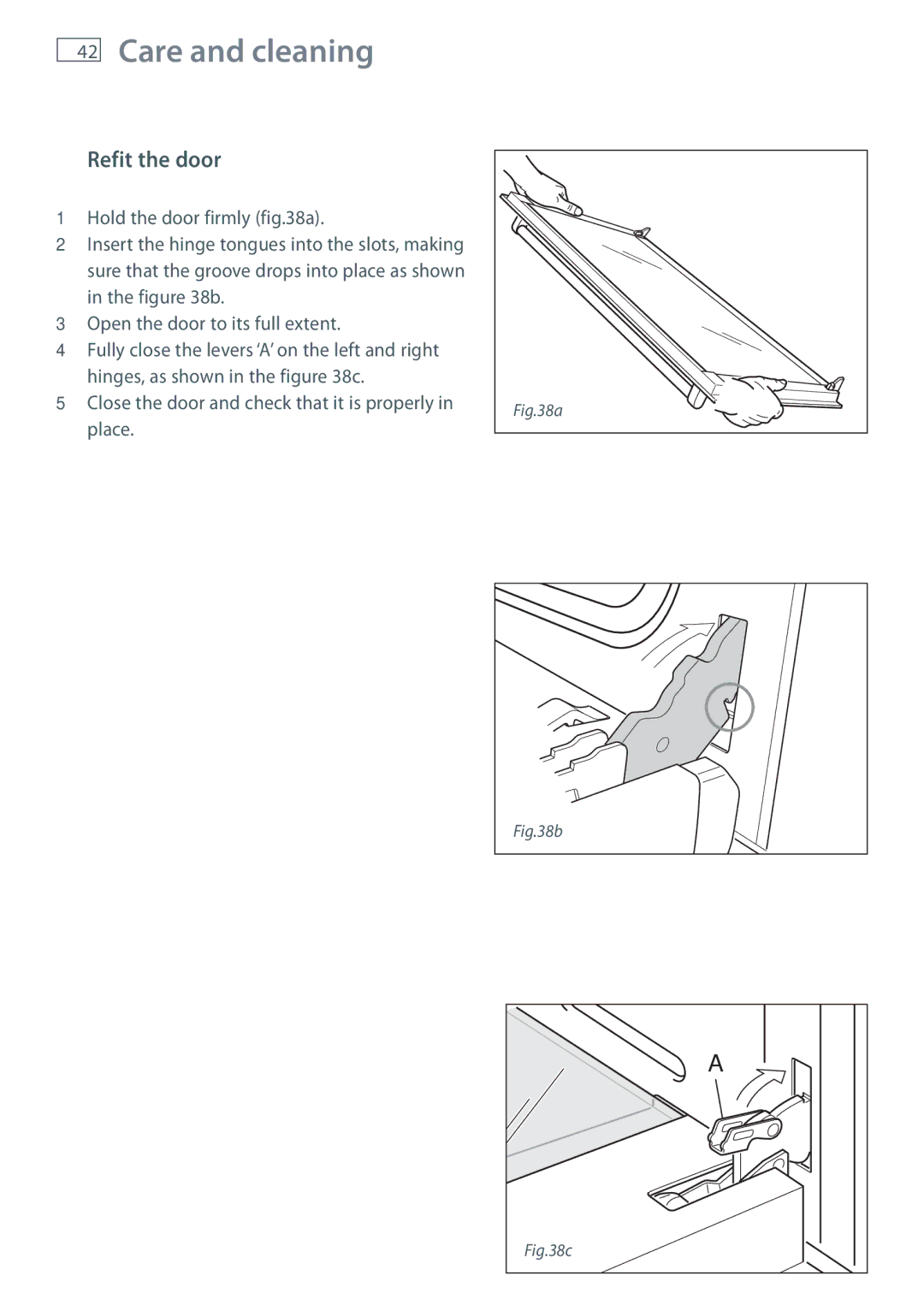 Fisher & Paykel OR90SDBSI installation instructions Refit the door 