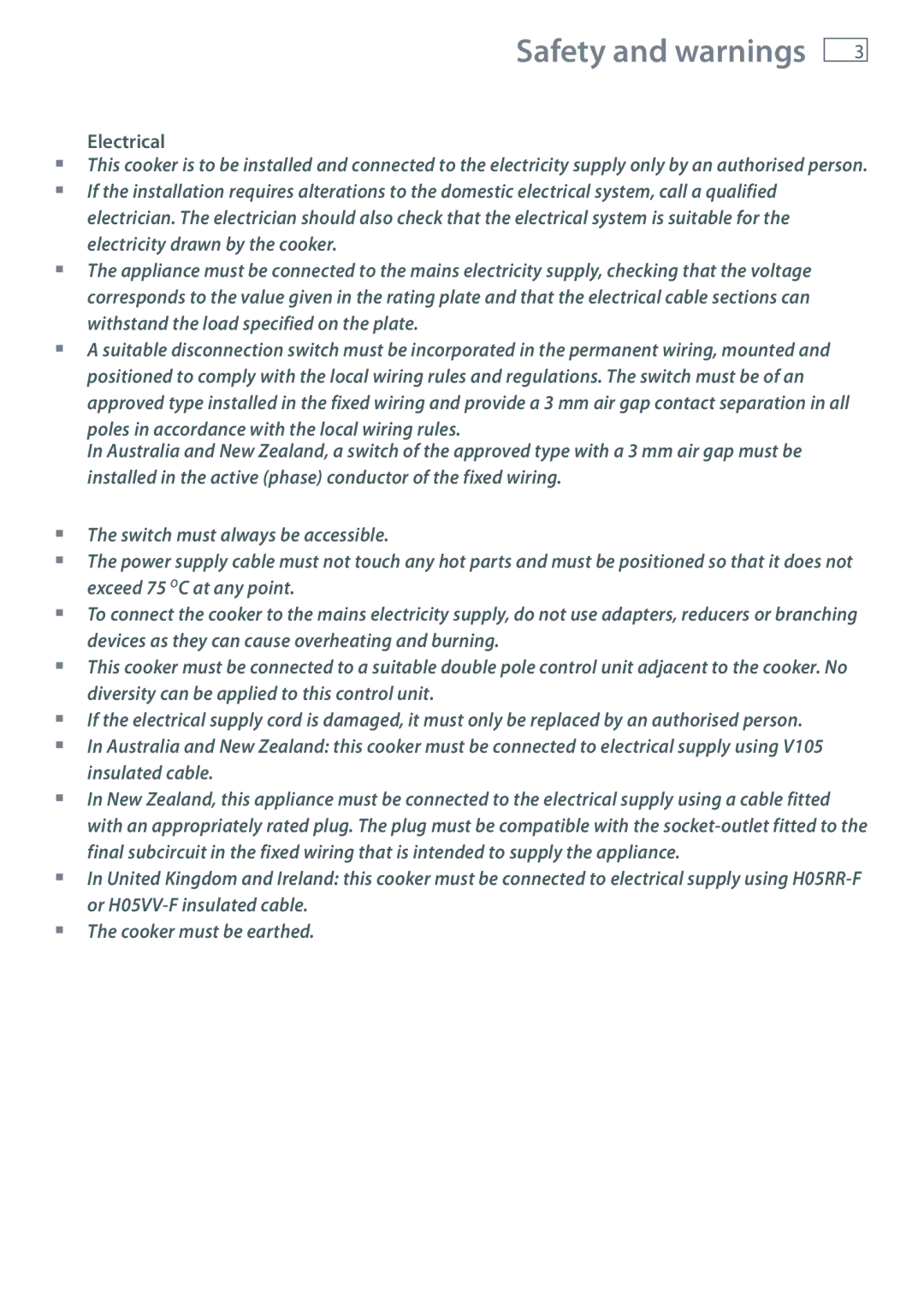 Fisher & Paykel OR90SDBSI installation instructions Electrical 