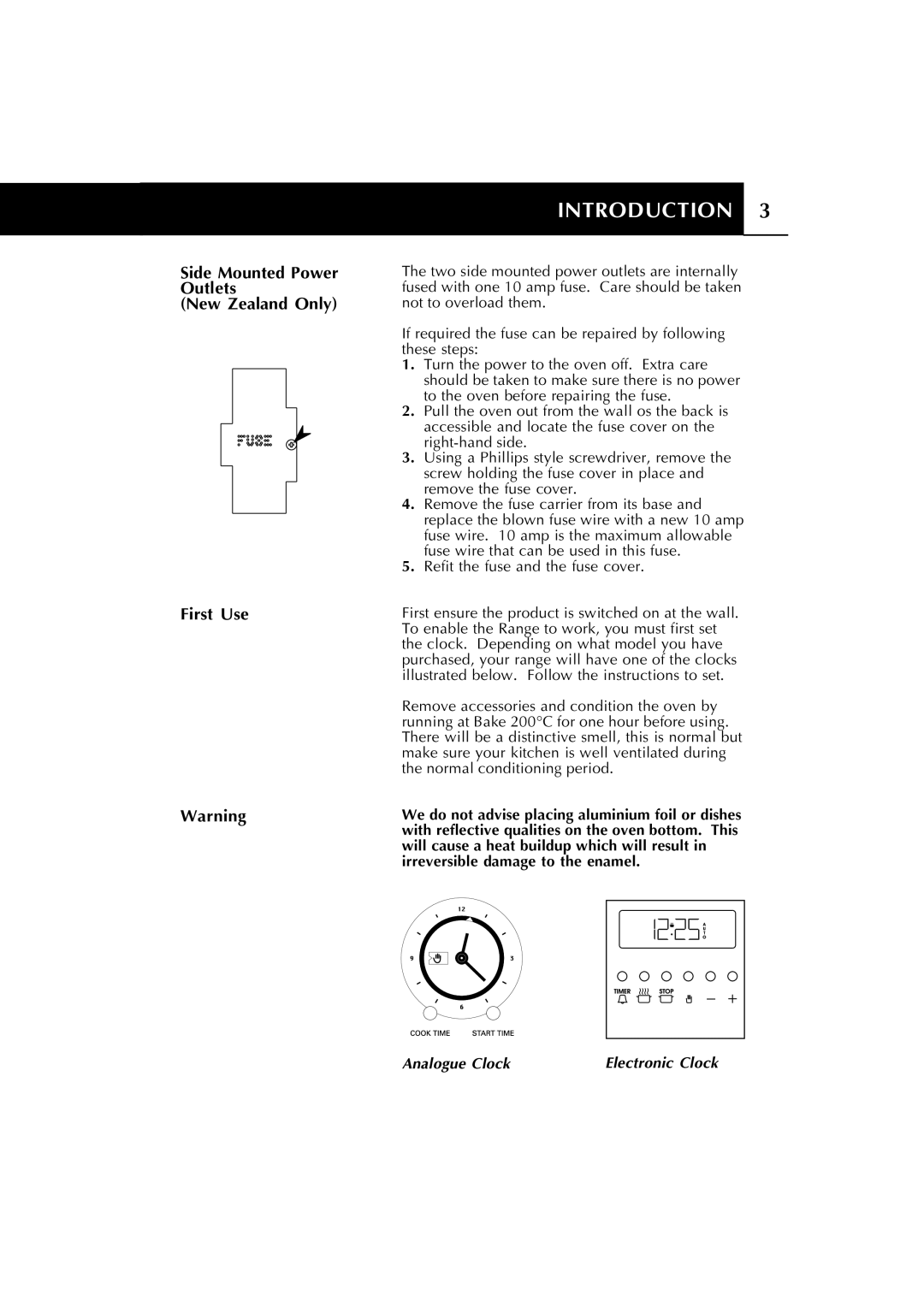 Fisher & Paykel RA535 Series manual Side Mounted Power, Outlets, New Zealand Only, First Use 