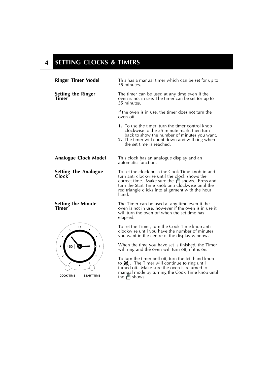 Fisher & Paykel RA535 Series manual Setting Clocks & Timers 