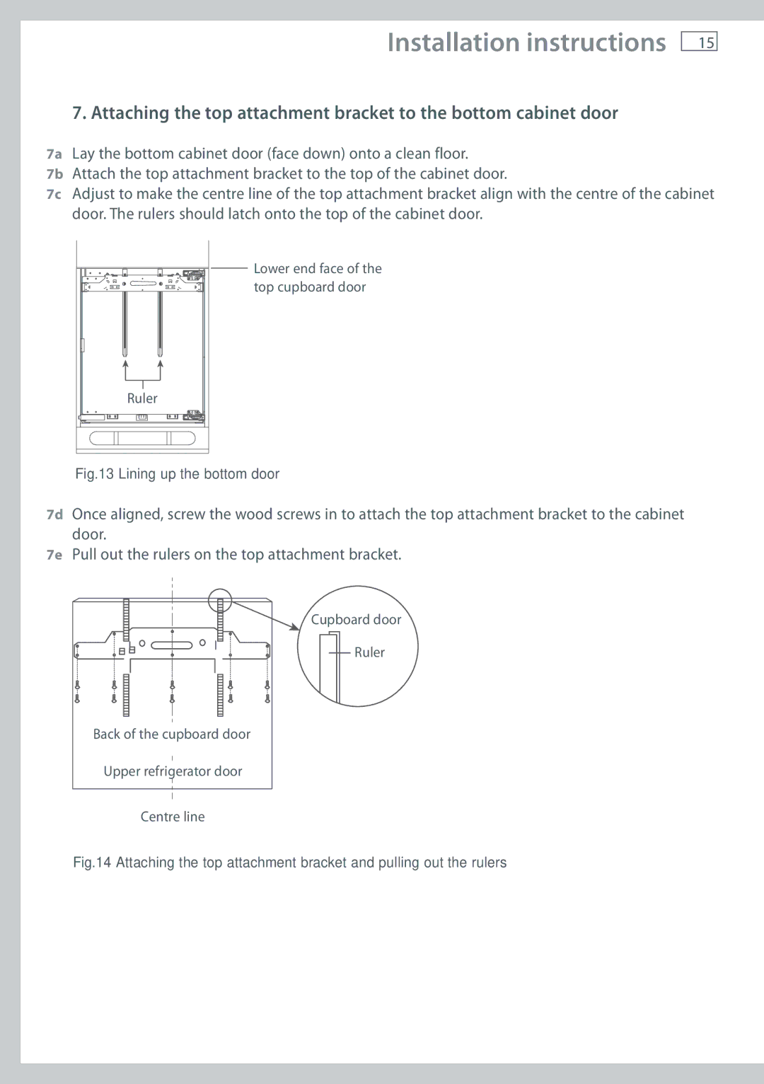 Fisher & Paykel RB60V18 installation instructions Lining up the bottom door 